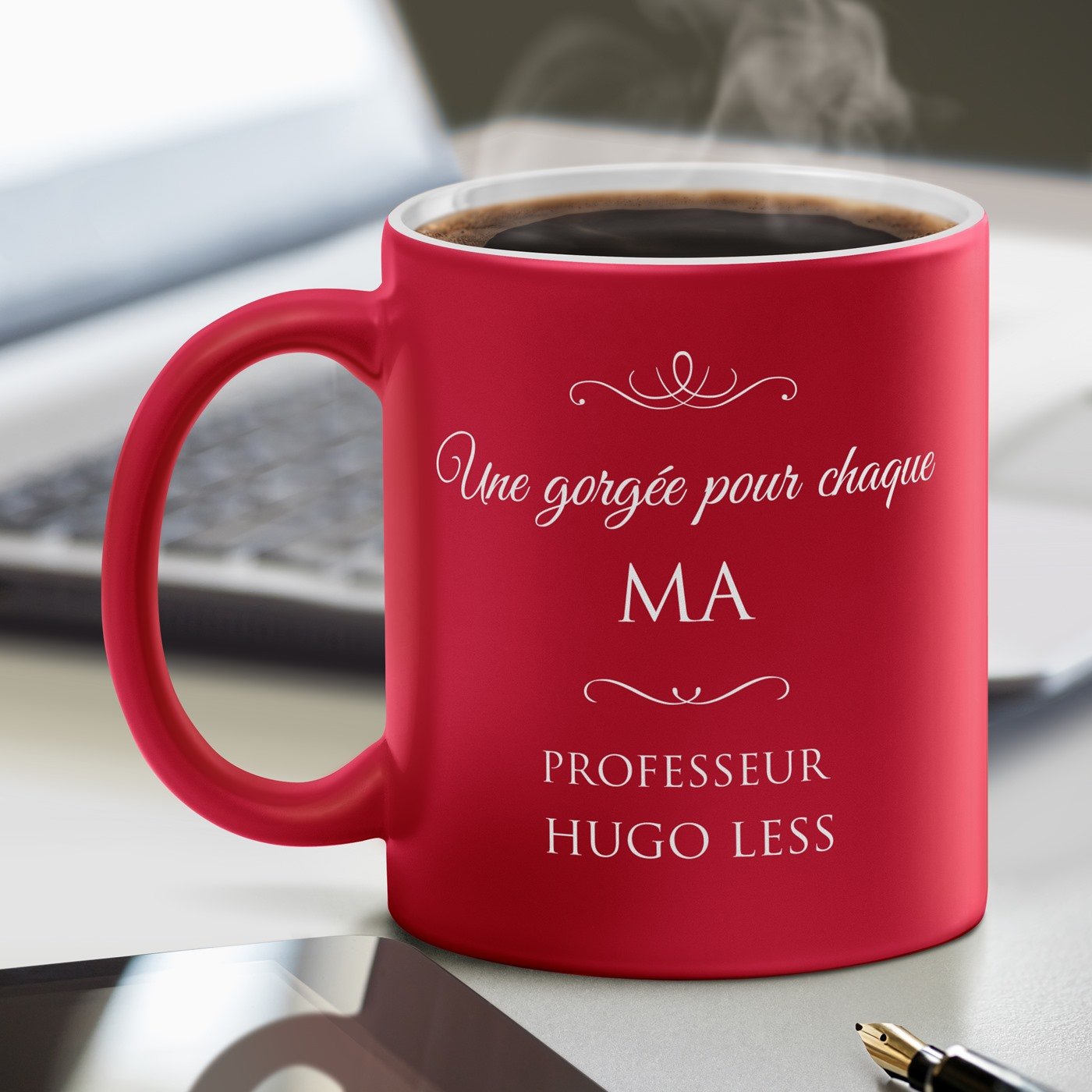 Taza de cerámica roja con base blanca personalizada Murrano para promotor
