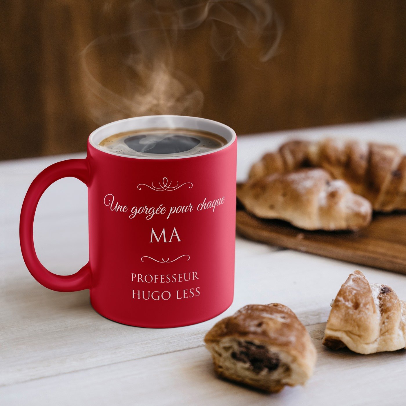 Taza de cerámica roja con base blanca personalizada Murrano para promotor