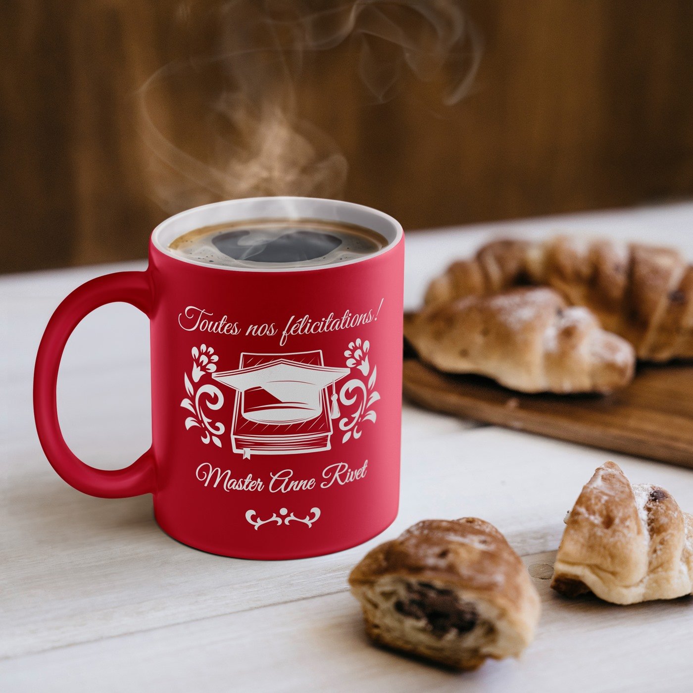 Murrano Red Ceramic Mug with White Base and Personalization for Student Master