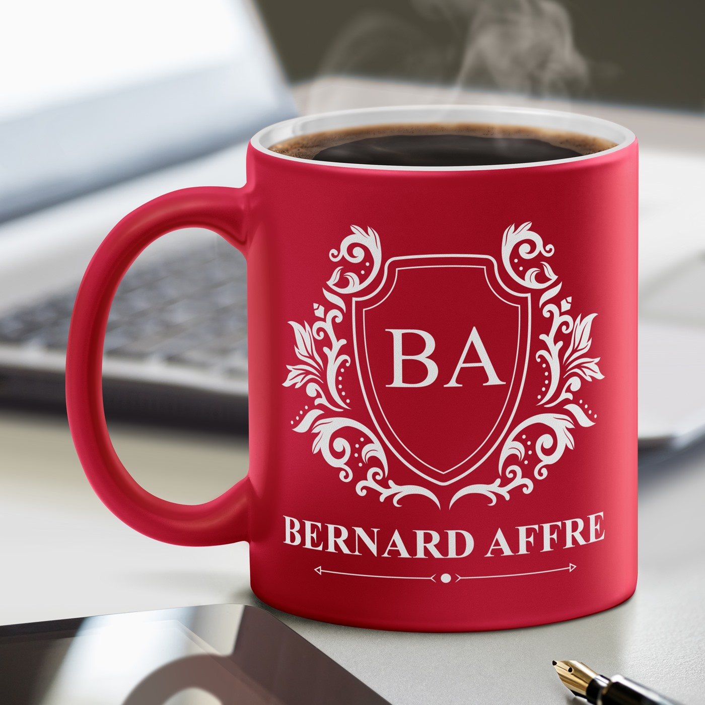 Taza de cerámica Murrano con base blanca y personalización para hombre - Gentleman
