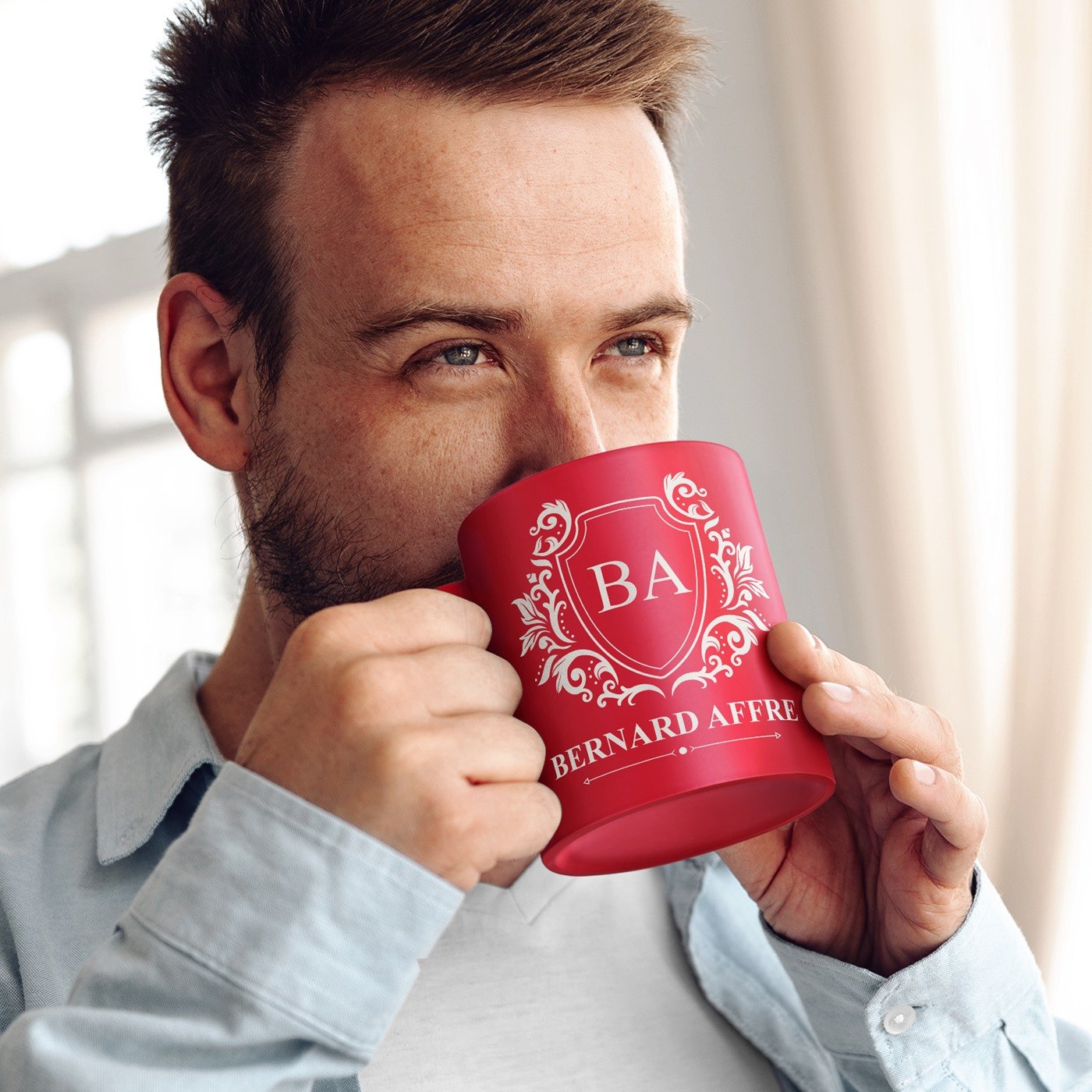 Taza de cerámica Murrano con base blanca y personalización para hombre - Gentleman