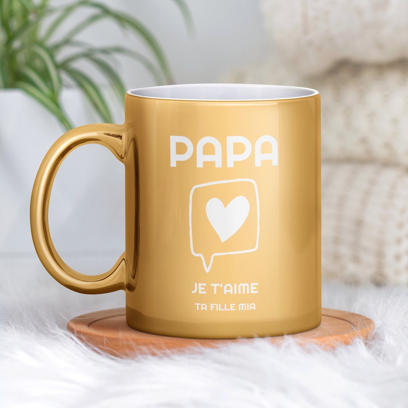 Taza de cerámica dorada Murrano con personalización para el mejor papá
