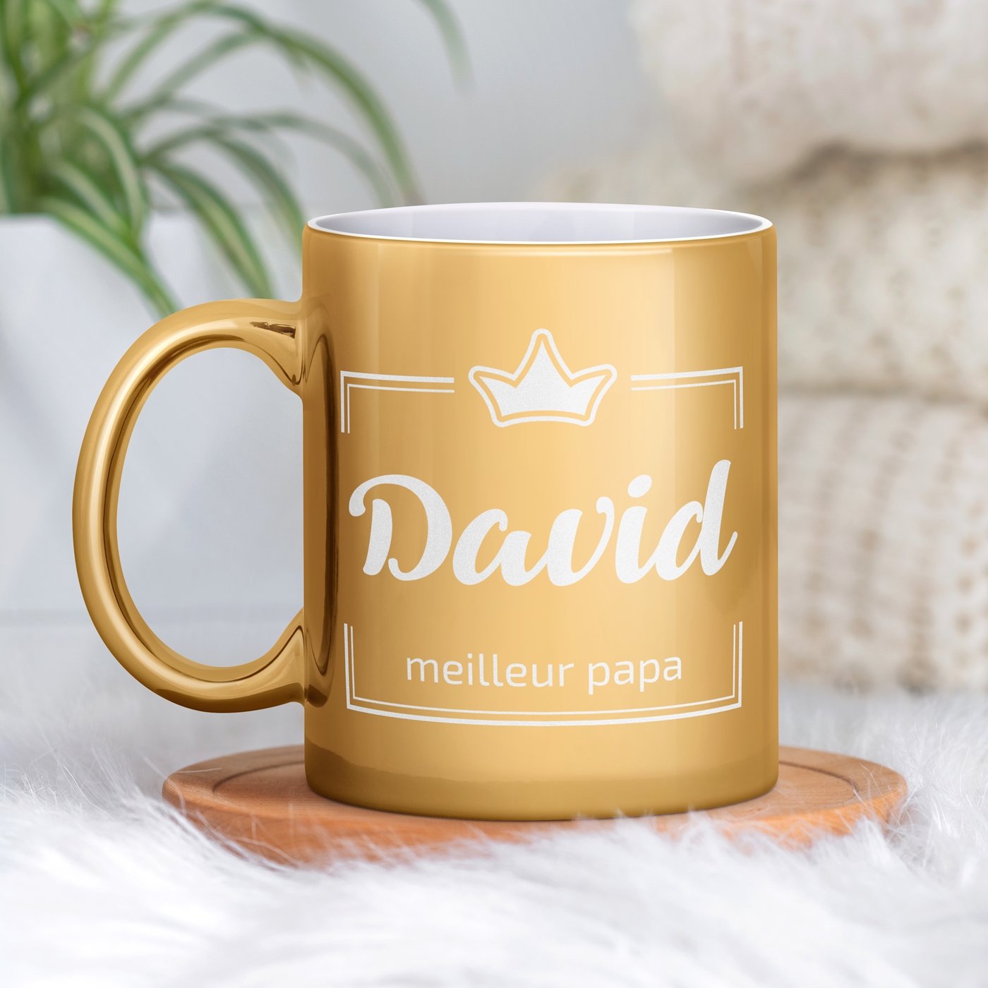 Taza de cerámica dorada con personalización para padre papá cumpleaños