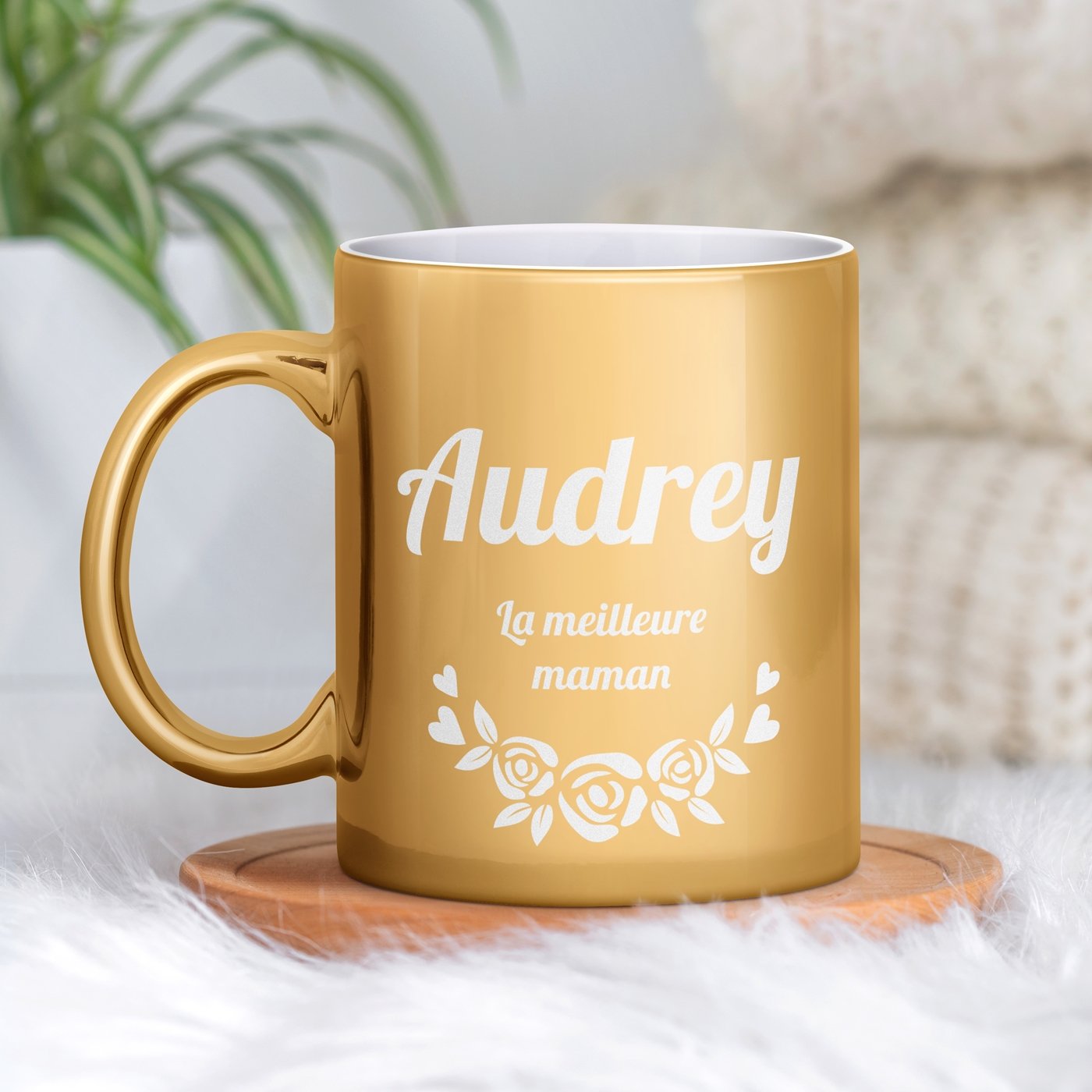 Taza de cerámica dorada Murrano con personalización para mamá madre aniversario