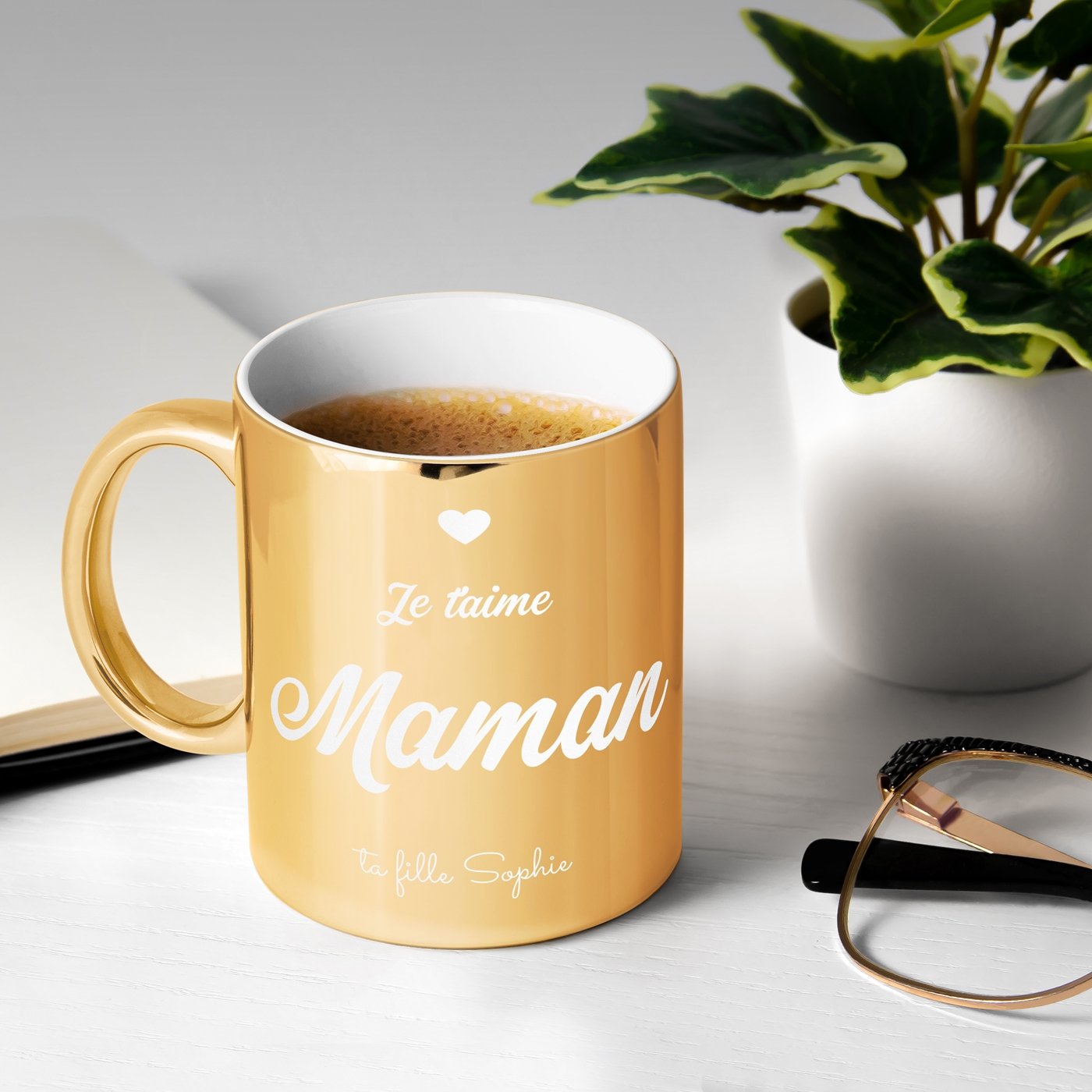 Murrano Golden Ceramic Mug with Personalization for Best Mom Mother's Day Anniversary
