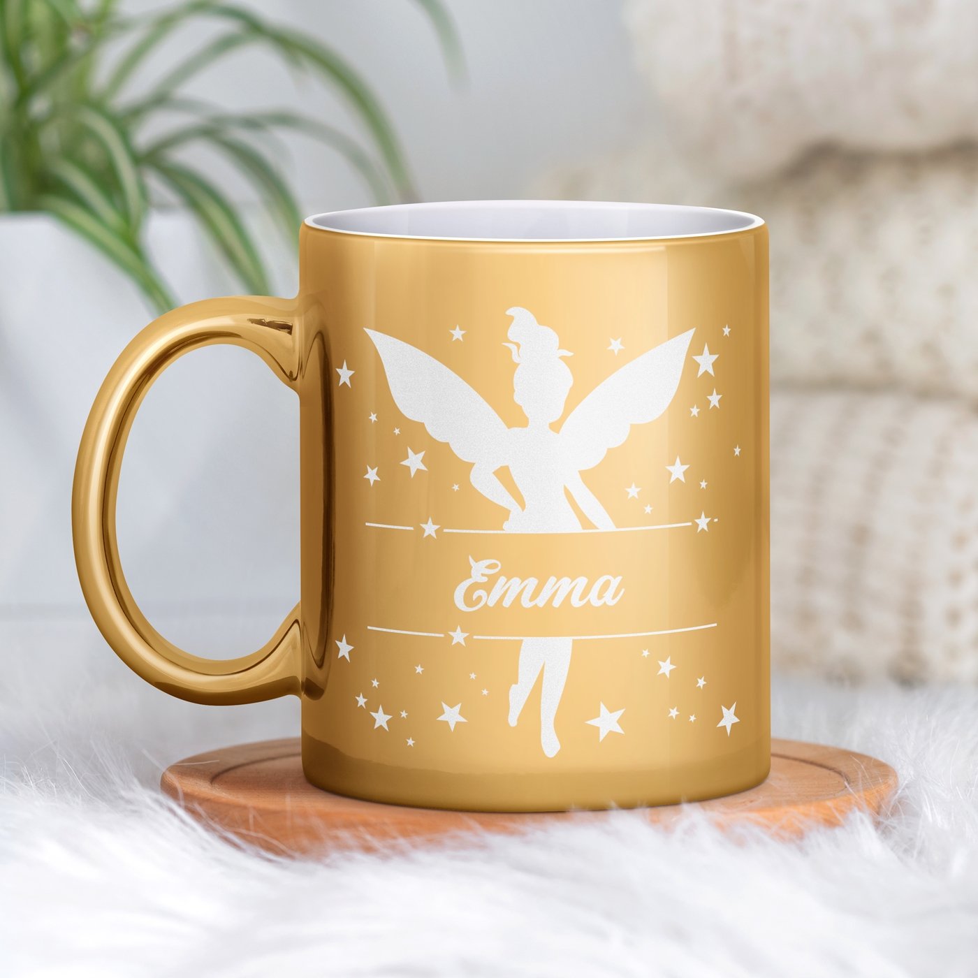 Taza de cerámica dorada con personalización para niña - niña pequeña - día del niño