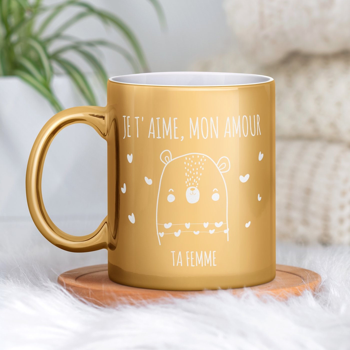 Murrano Golden Ceramic Mug with Personalization for Teacher