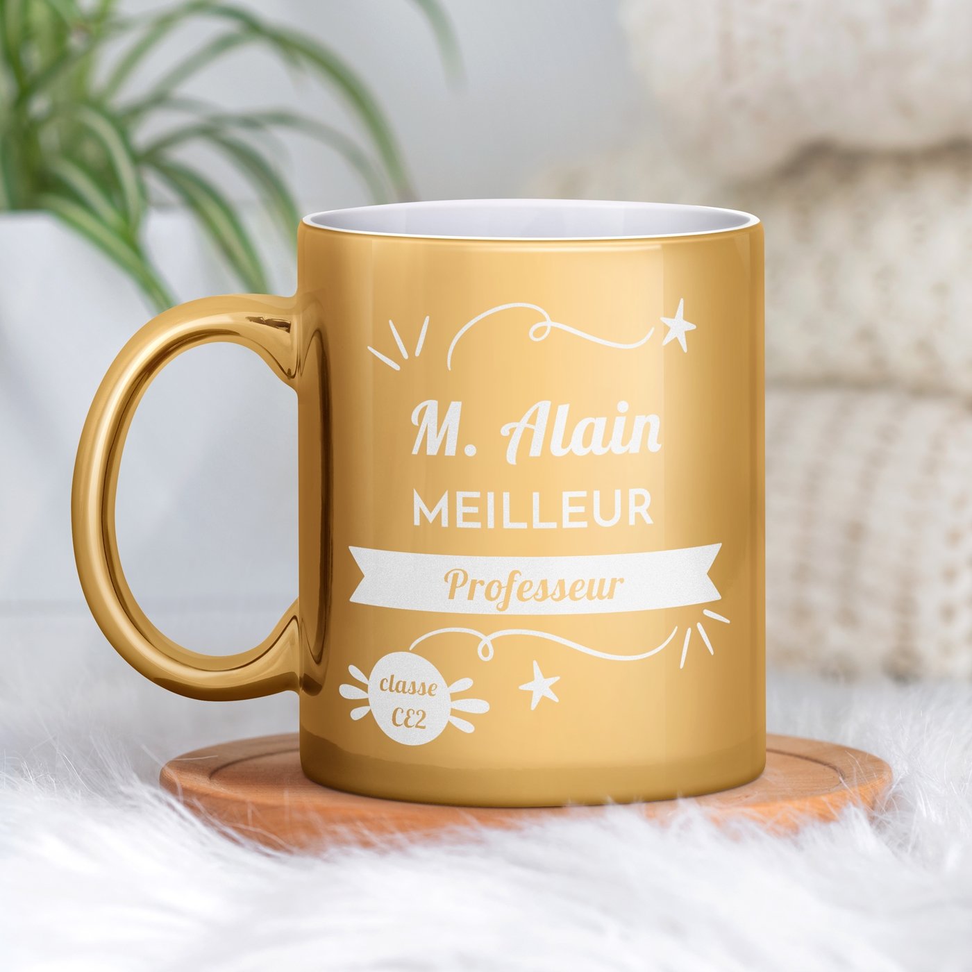 Taza de cerámica dorada personalizada para maestro/profesor - Cumpleaños