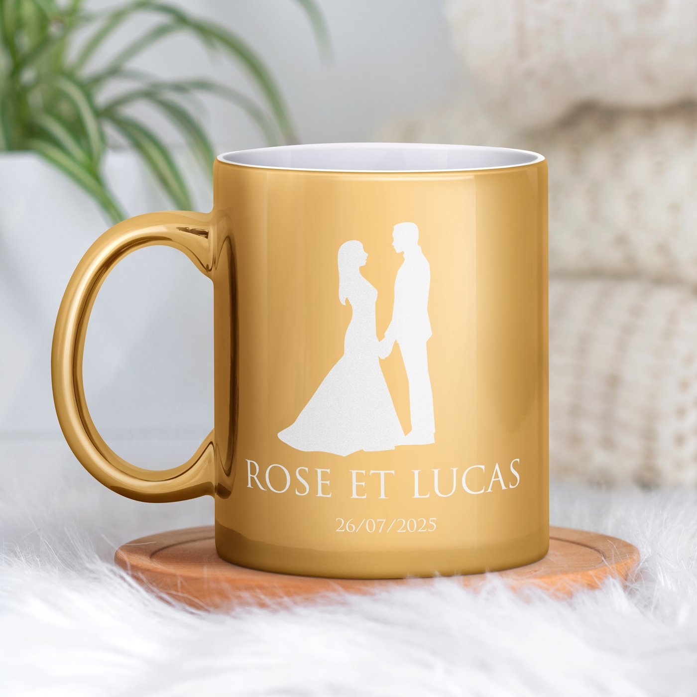 Mug de cerámica dorada Murrano con personalización para pareja - ¡El regalo perfecto para bodas y aniversarios!