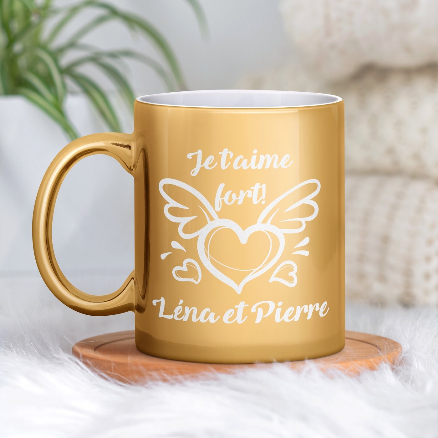 Mug de cerámica dorada Murrano con personalización para el Día de San Valentín