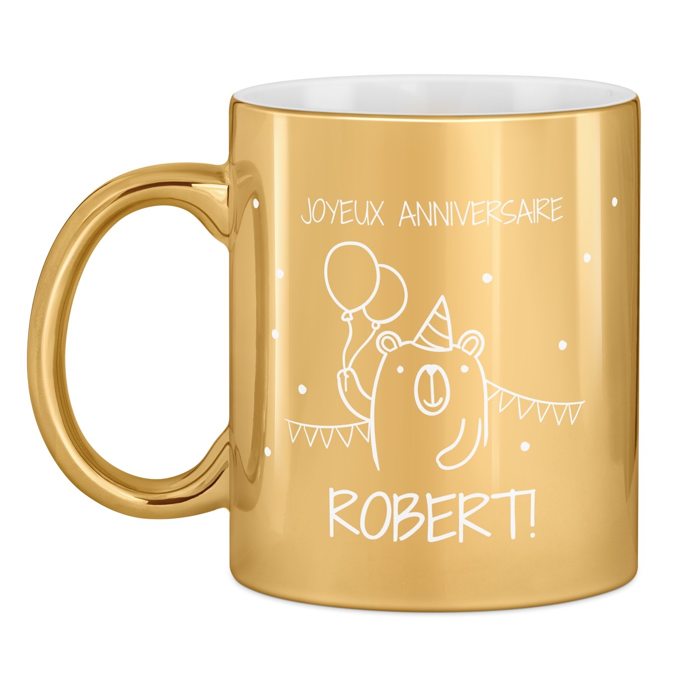 Golden Ceramic Mug with Personalization for Grandson's Birthday