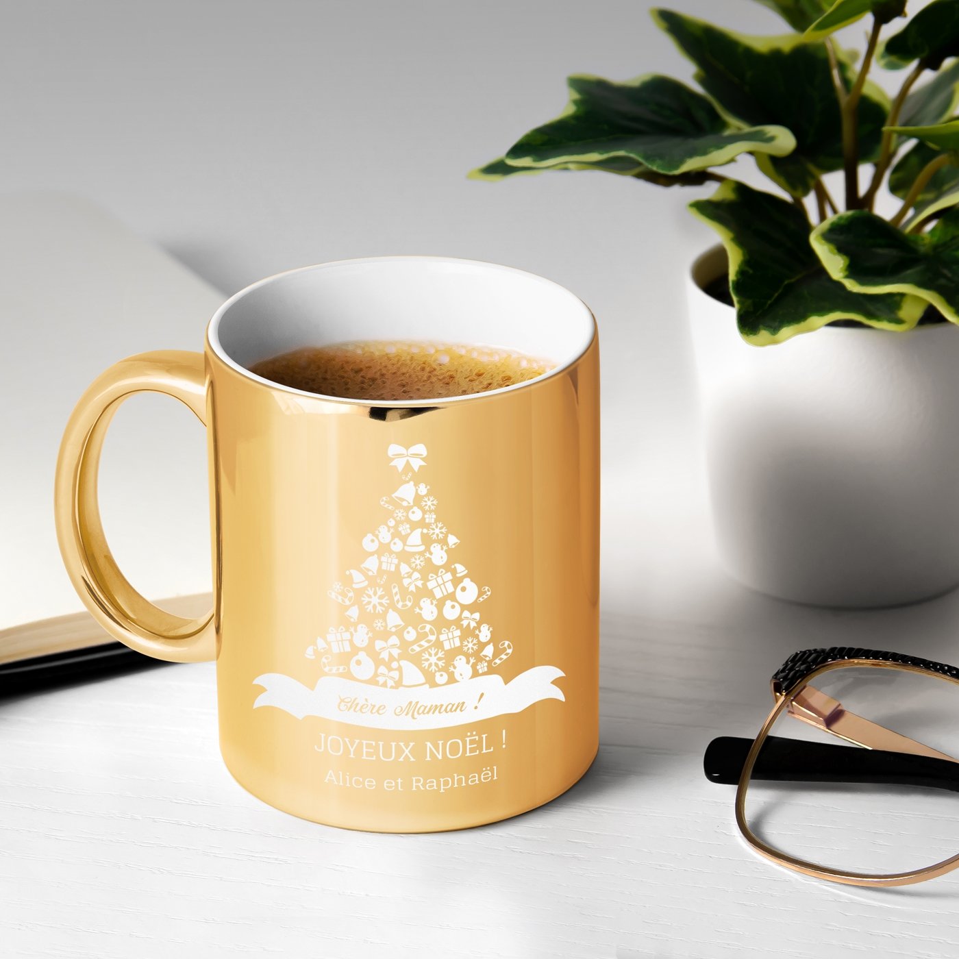 Murrano Golden Ceramic Mug with Personalization for Mom