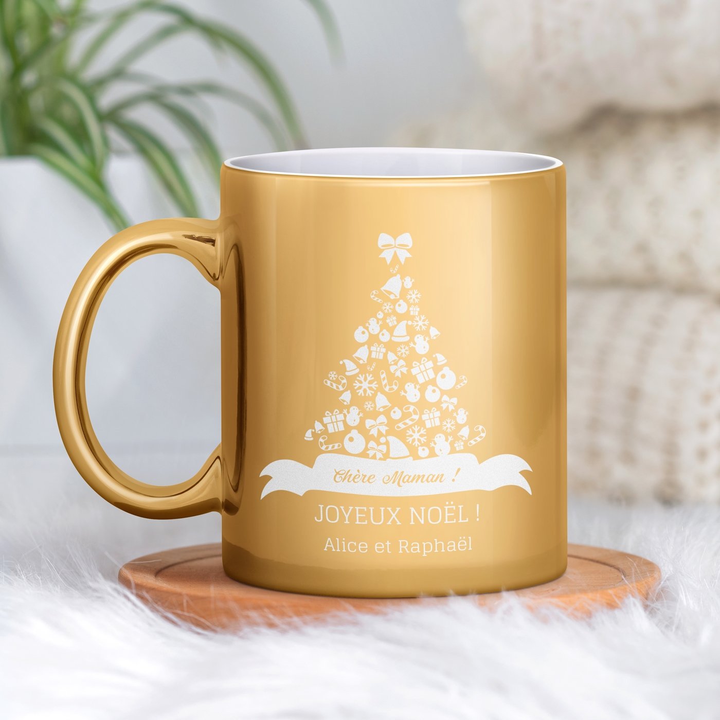 Mug de cerámica dorada Murrano con personalización para mamá