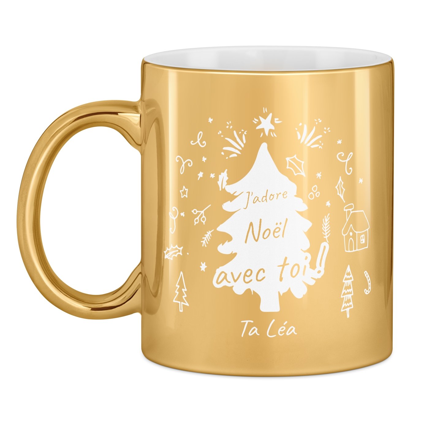 Mug de cerámica dorada Murrano con personalización para prometido esposo Navidad