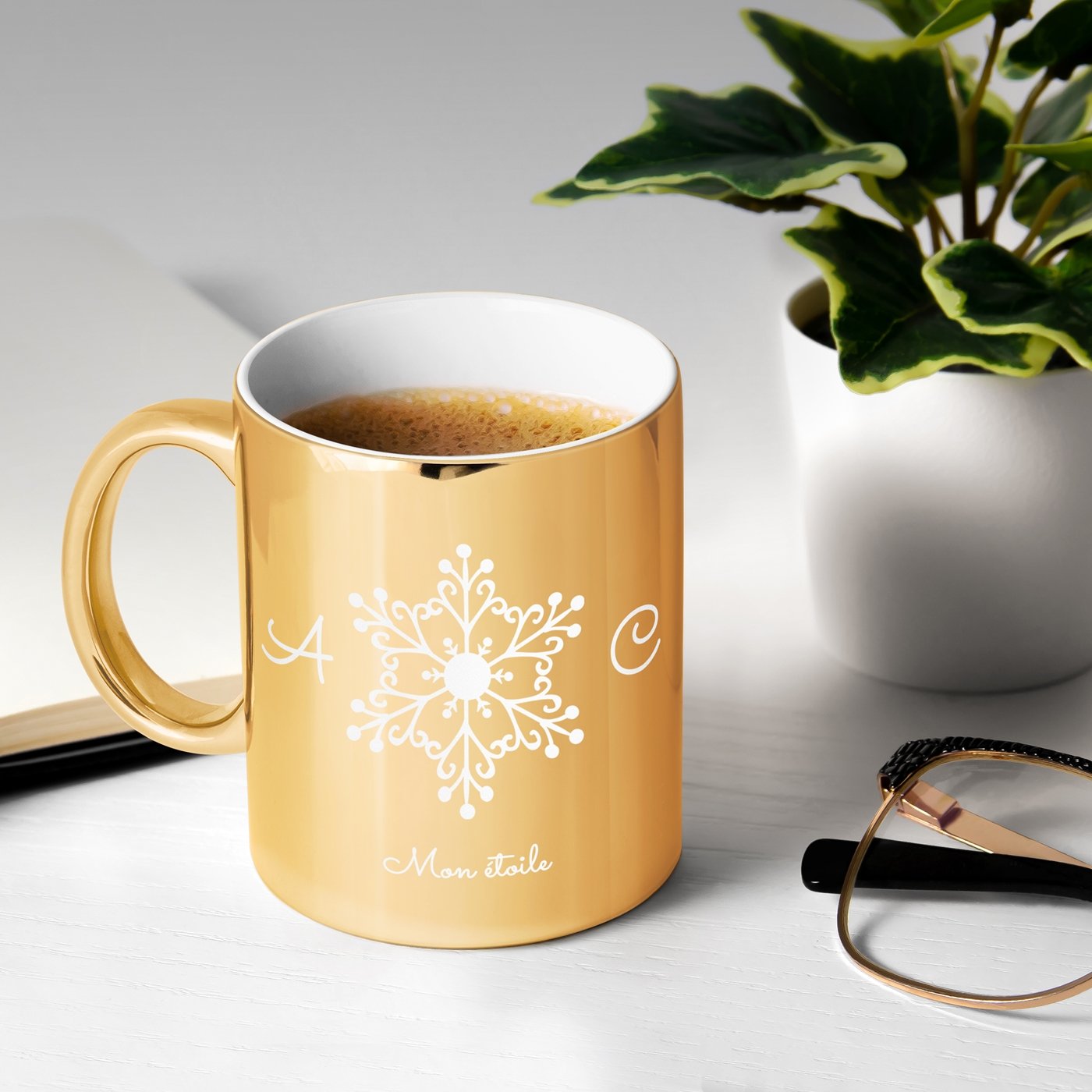 Taza de cerámica dorada Murrano para parejas