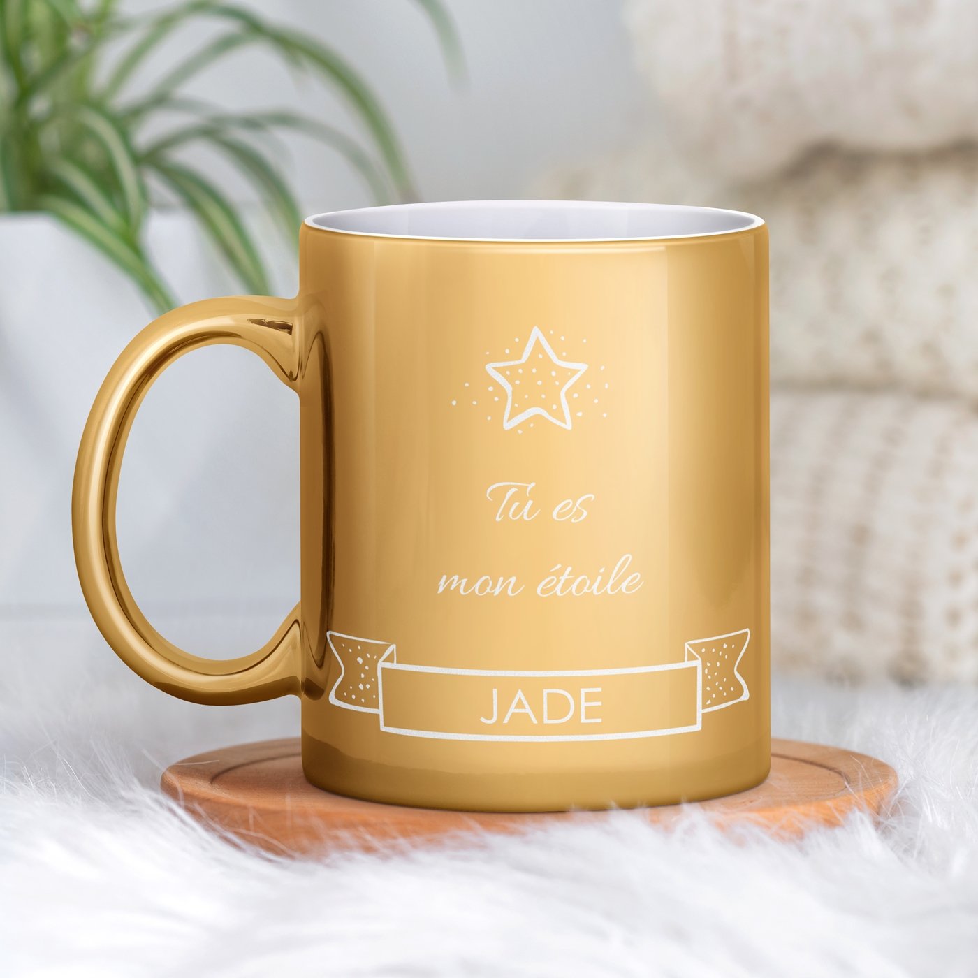 Mug de cerámica dorada Murrano para niña, niña pequeña, Navidad