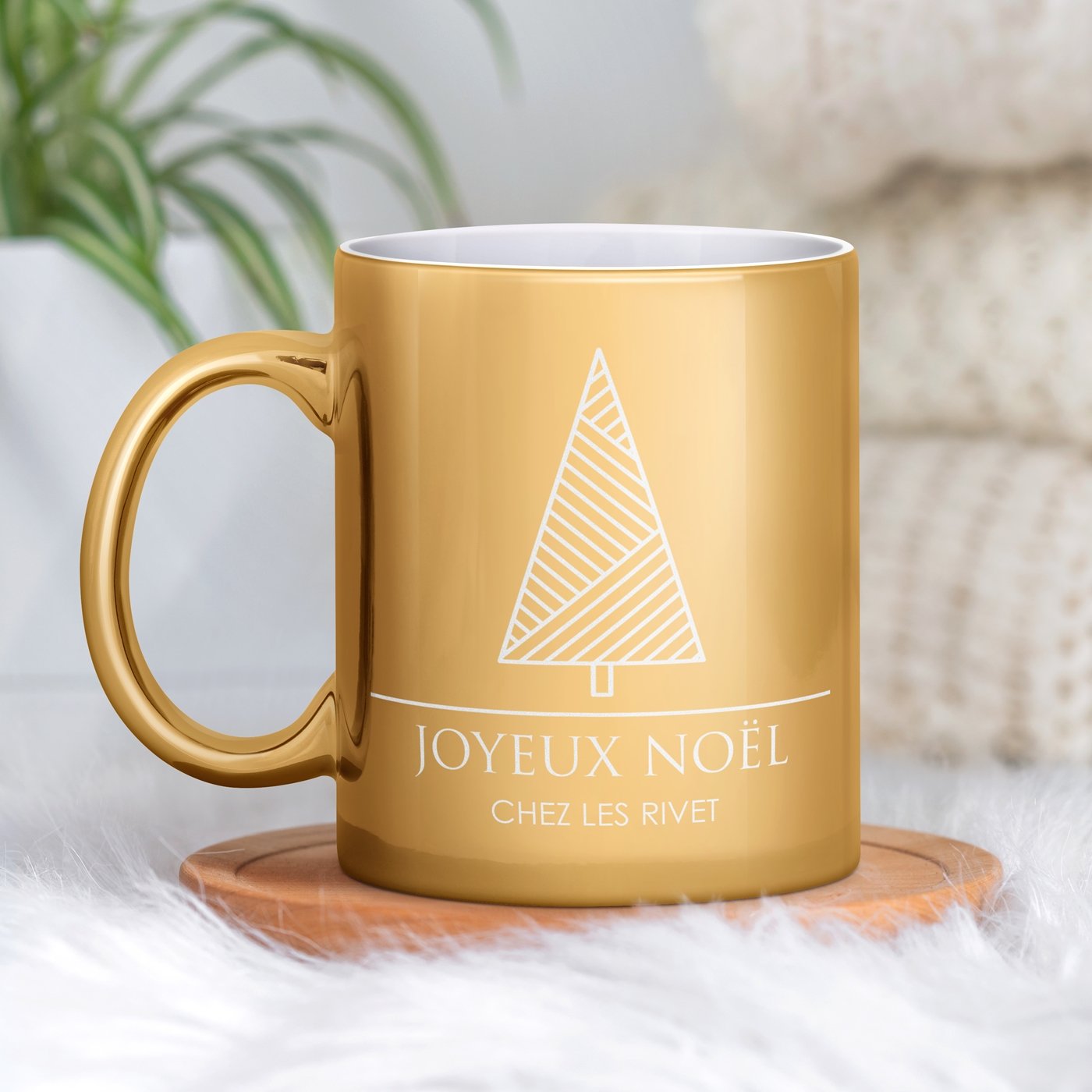 Taza de cerámica dorada Murrano para pareja - Navidad