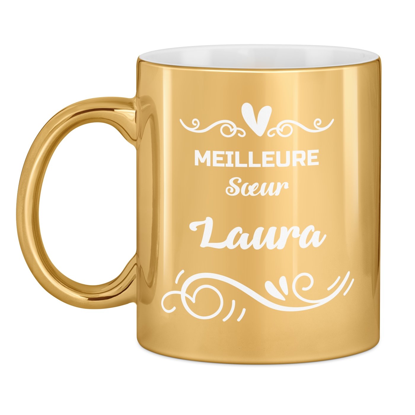 Murrano Golden Ceramic Mug with Customization for Sister's Anniversary