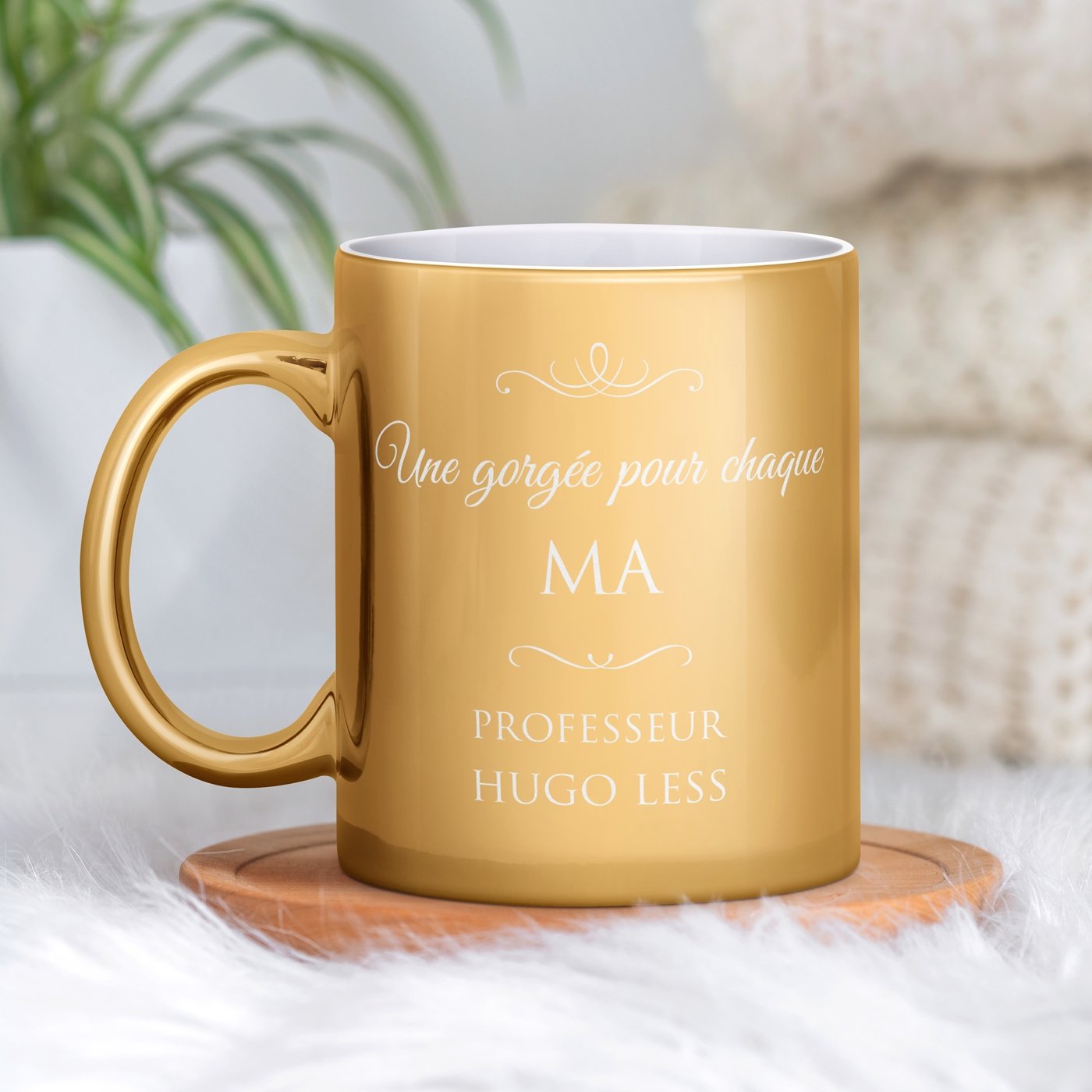 Gold Ceramic Mug with Personalization for Anniversary Promoter