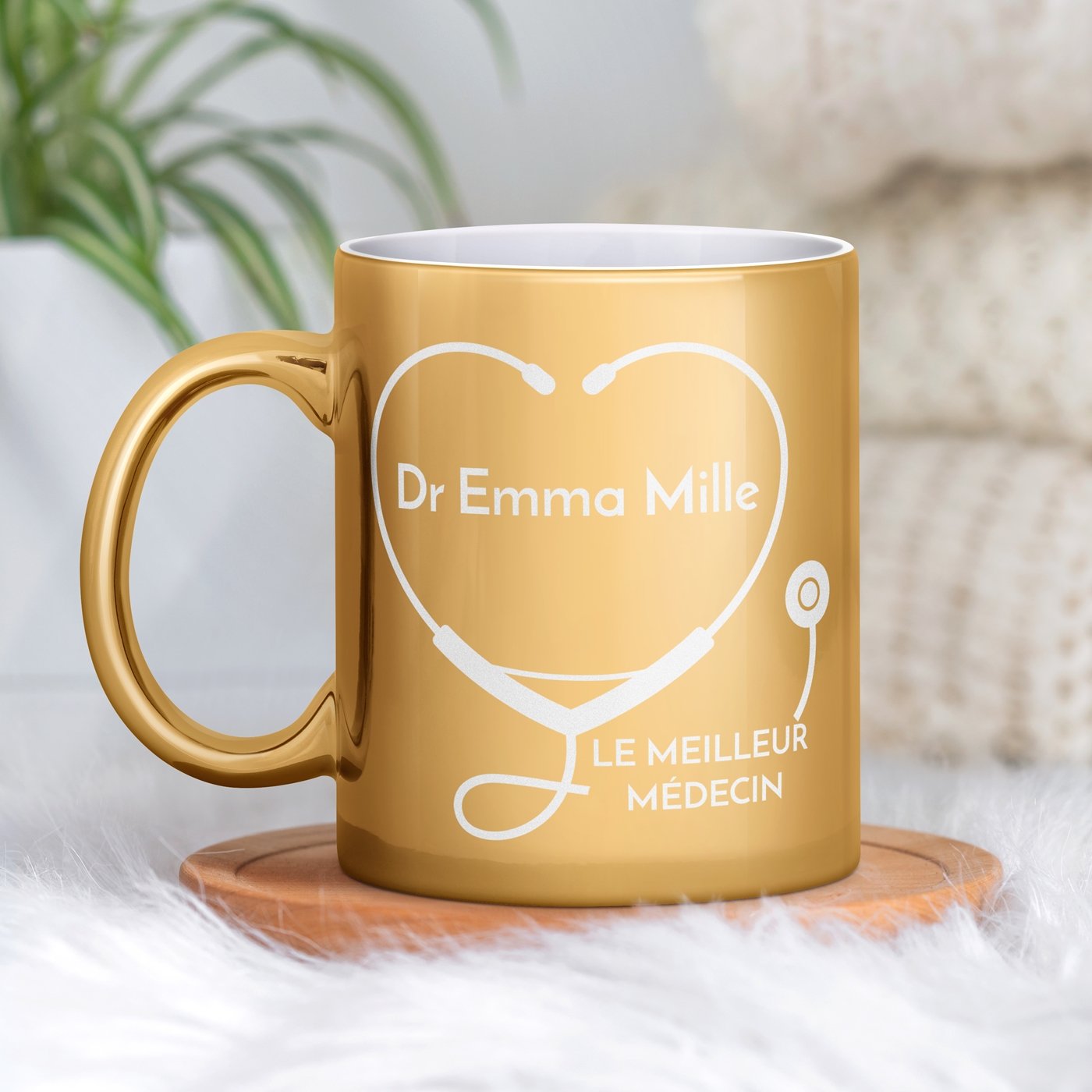 Murrano Gold Ceramic Mug with Personalization for Doctor Promotion