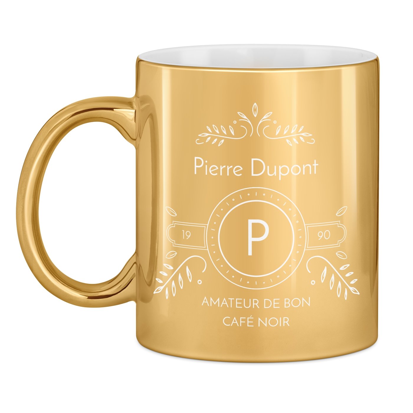 Golden Ceramic Mug with Customization for Men - Anniversary Gift