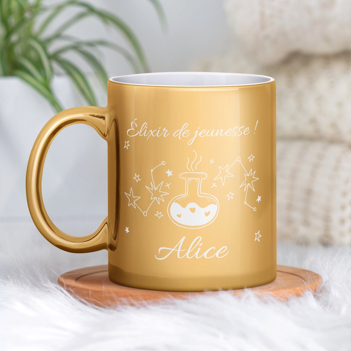 Golden Ceramic Mug with Personalization for Girlfriend, Valentine's Day, Anniversary Gift