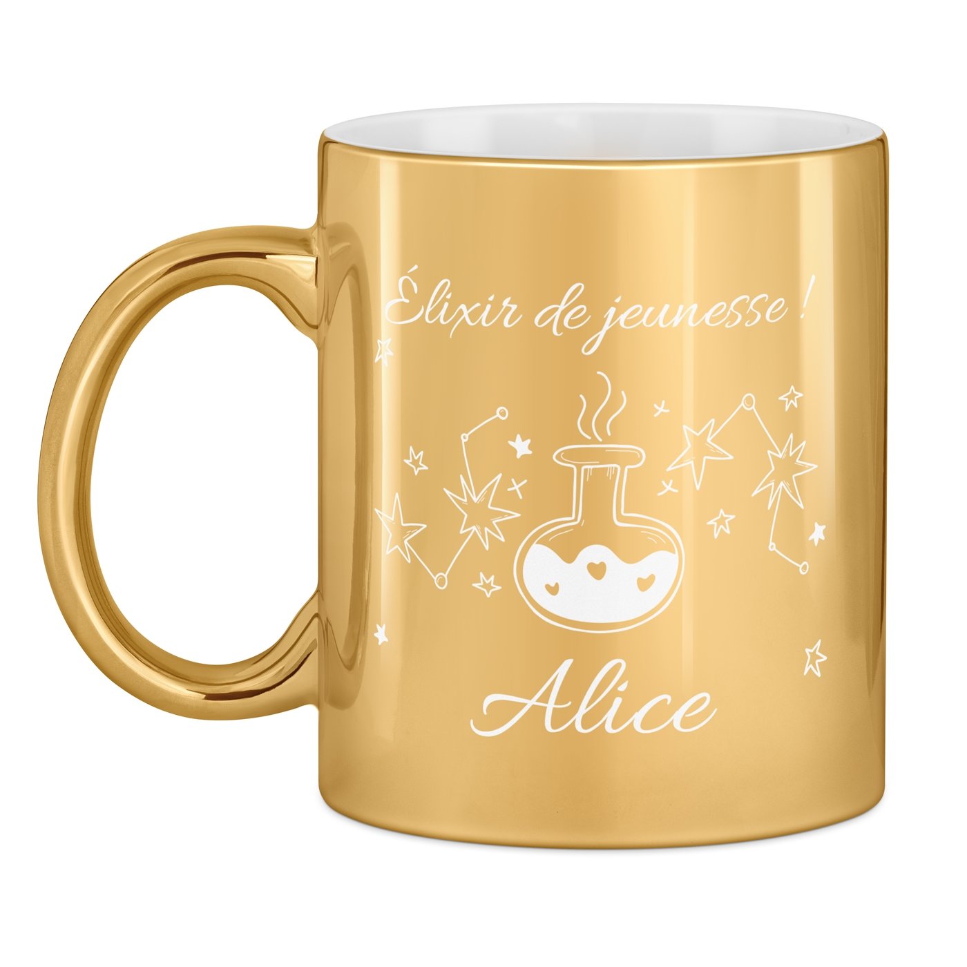 Golden Ceramic Mug with Personalization for Girlfriend, Valentine's Day, Anniversary Gift