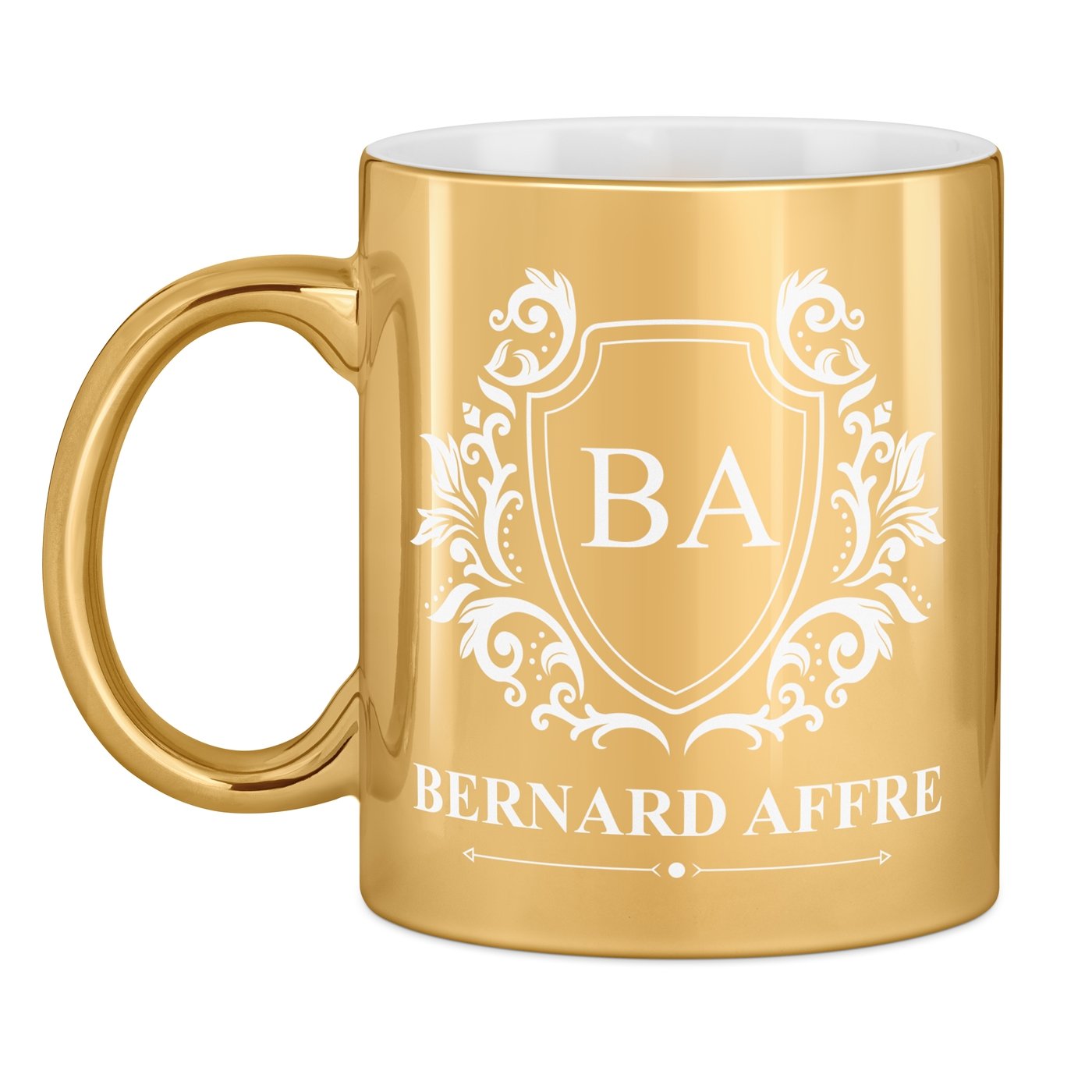 Taza de cerámica dorada Murrano con personalización para él