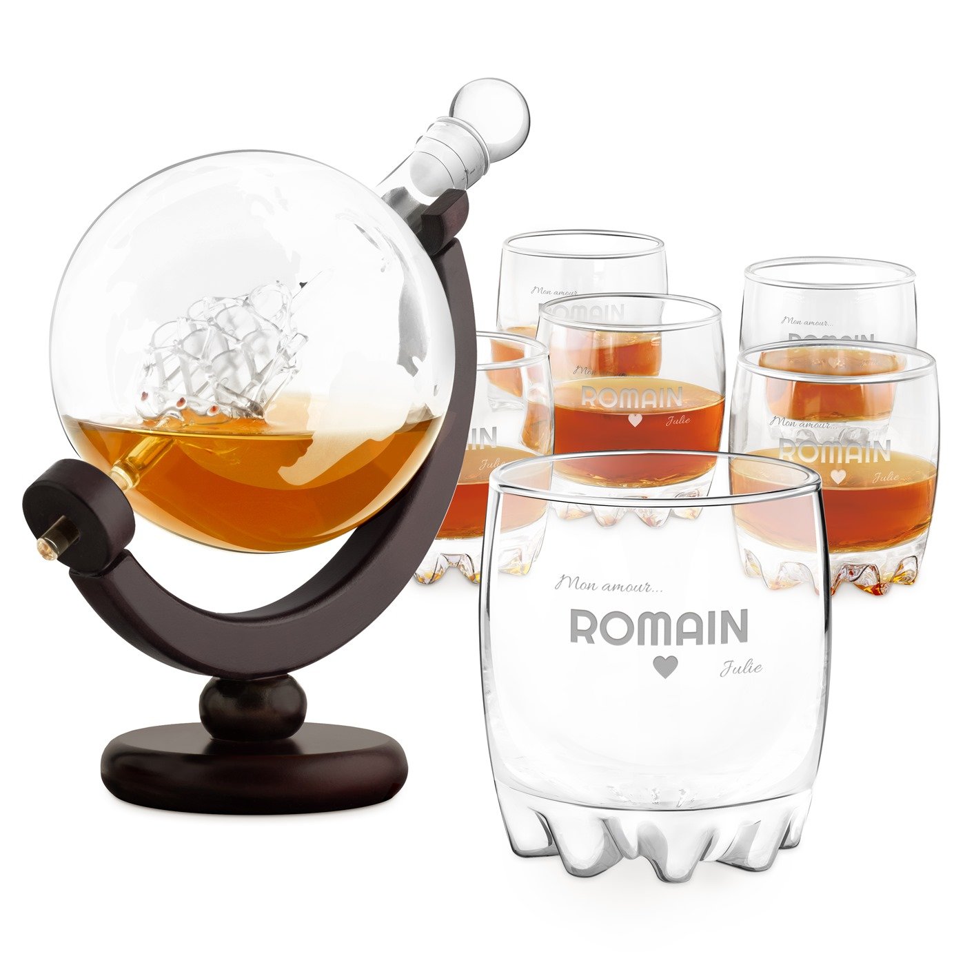Set de decantador de whisky en forma de globo Murrano para regalo de Día de San Valentín para hombres