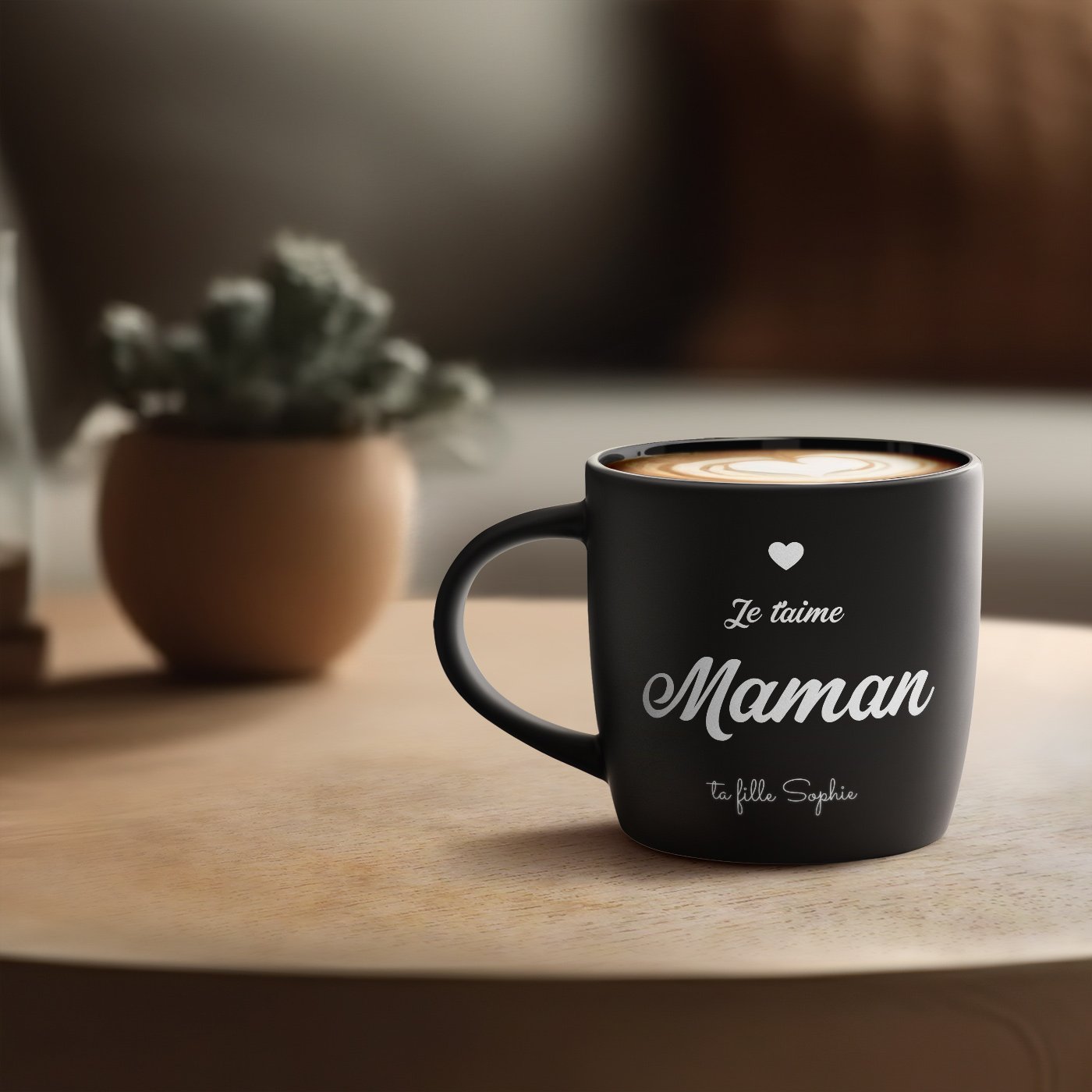 Taza de cerámica Murrano con grabado láser - 'Te amo, Mamá' para el Día de las Madres