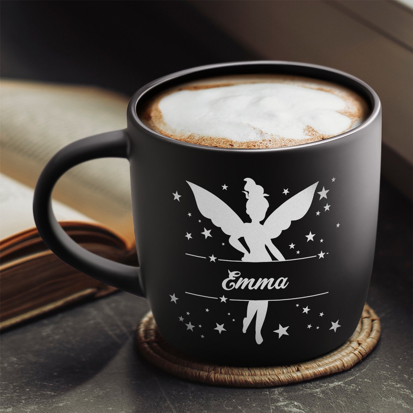 Taza de cerámica Murrano con grabado láser - Tema hada para niñas