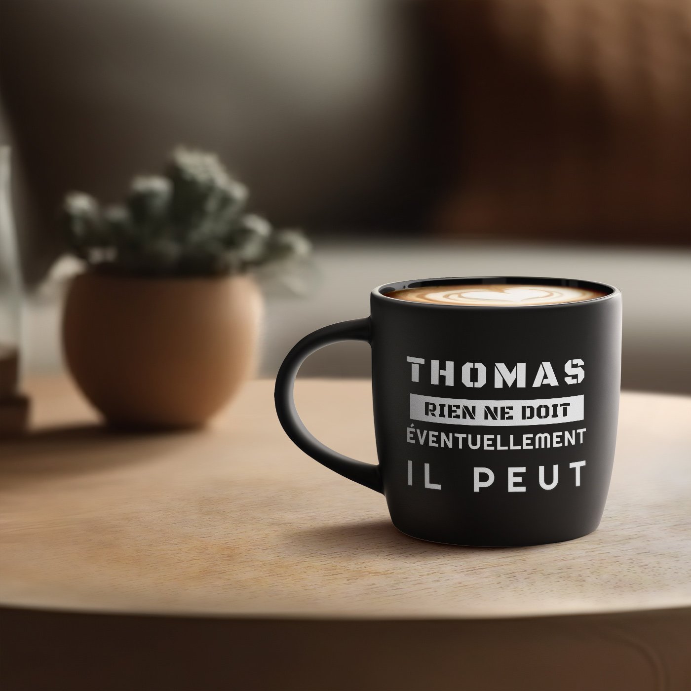 Taza de cerámica negra grabada Murrano para él - Regalo de aniversario