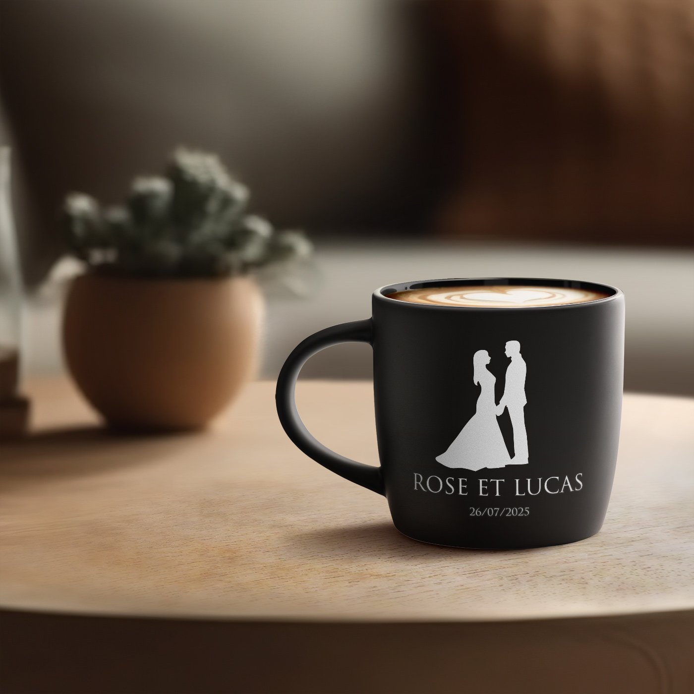 Taza de cerámica Murrano con grabado láser para pareja - Regalo de boda ella y él