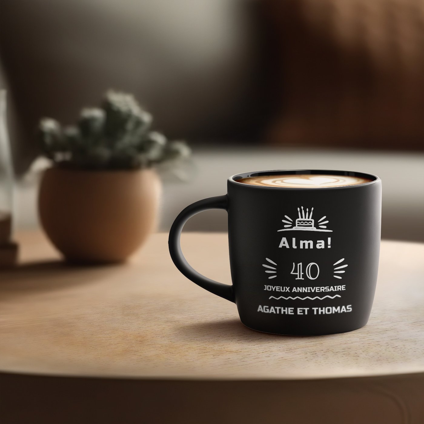 Taza de cerámica Murrano grabada para mujer prometida 40 años