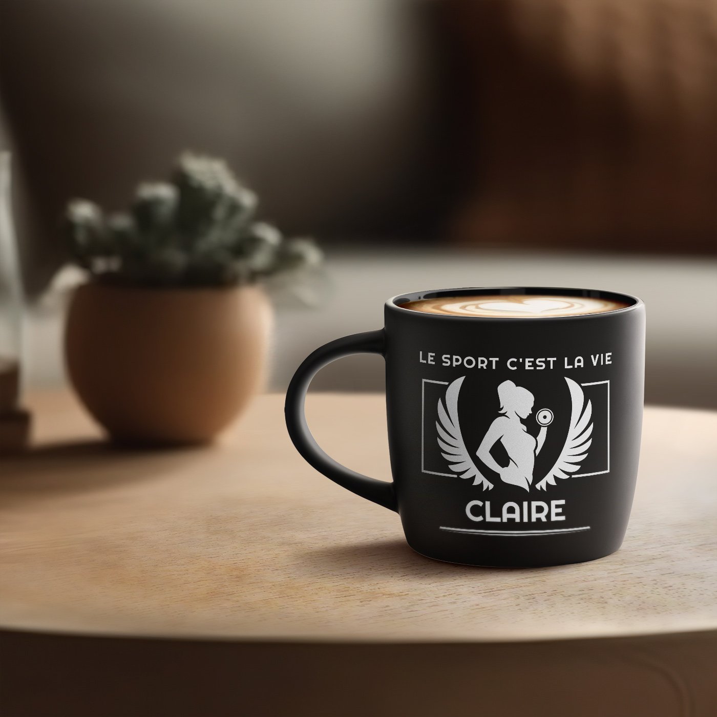 Mug de cerámica Murrano con grabado para mujeres fanáticas del deporte