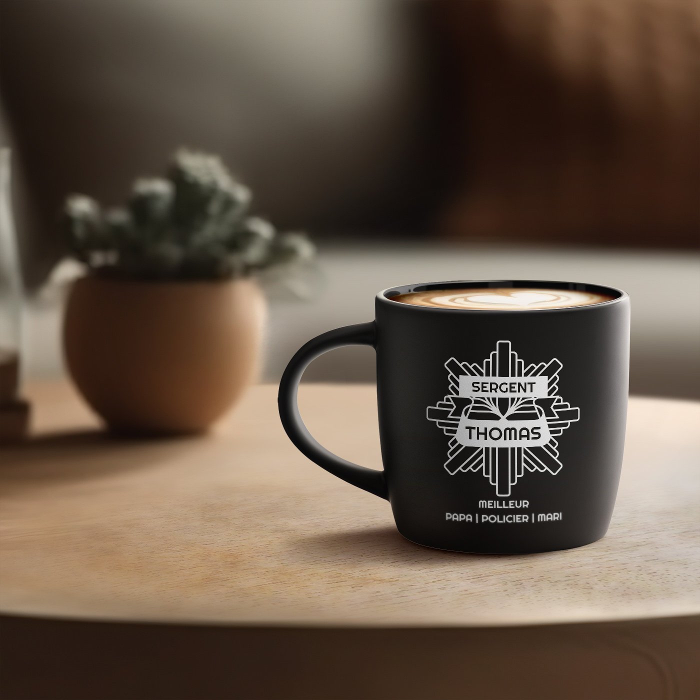 Mug de cerámica Murrano con grabado para oficial de policía