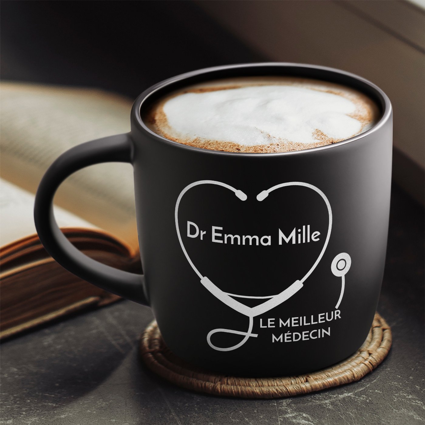Taza de cerámica Murrano con grabado láser para doctora femenina