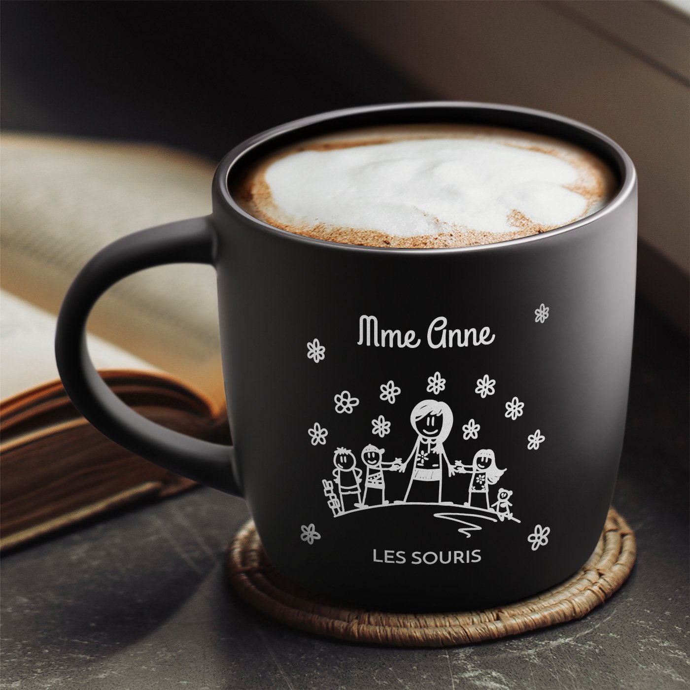 Taza de cerámica Murrano con grabado láser para maestra