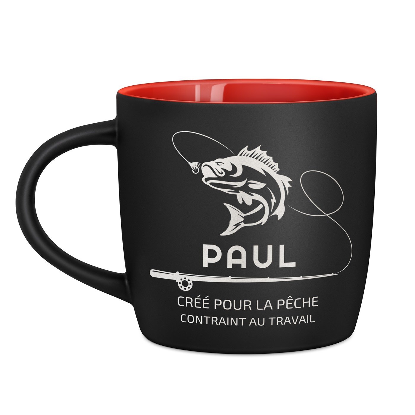 Tasse en céramique Murrano personnalisée avec gravure pour les amateurs de pêche