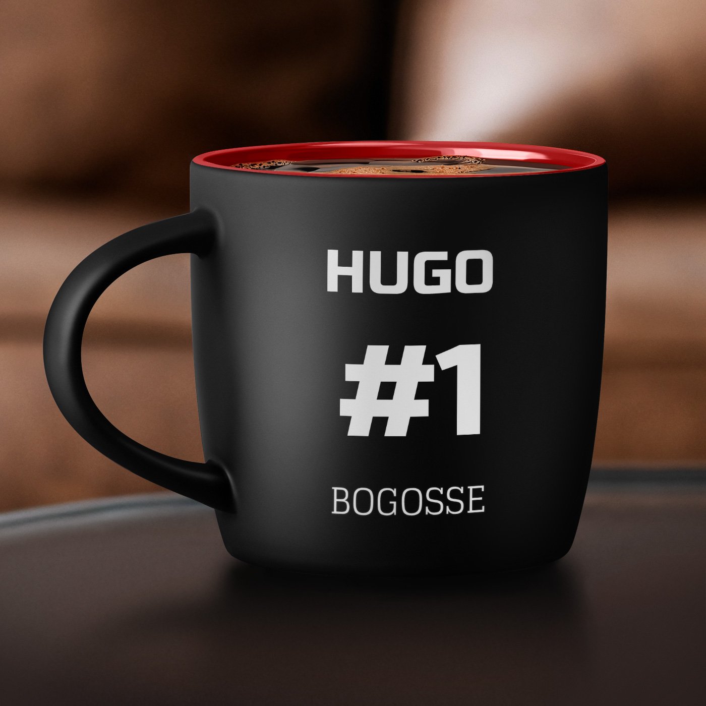 Taza de cerámica negra y roja Murrano con personalización para el aniversario de un amigo o el Día de San Valentín