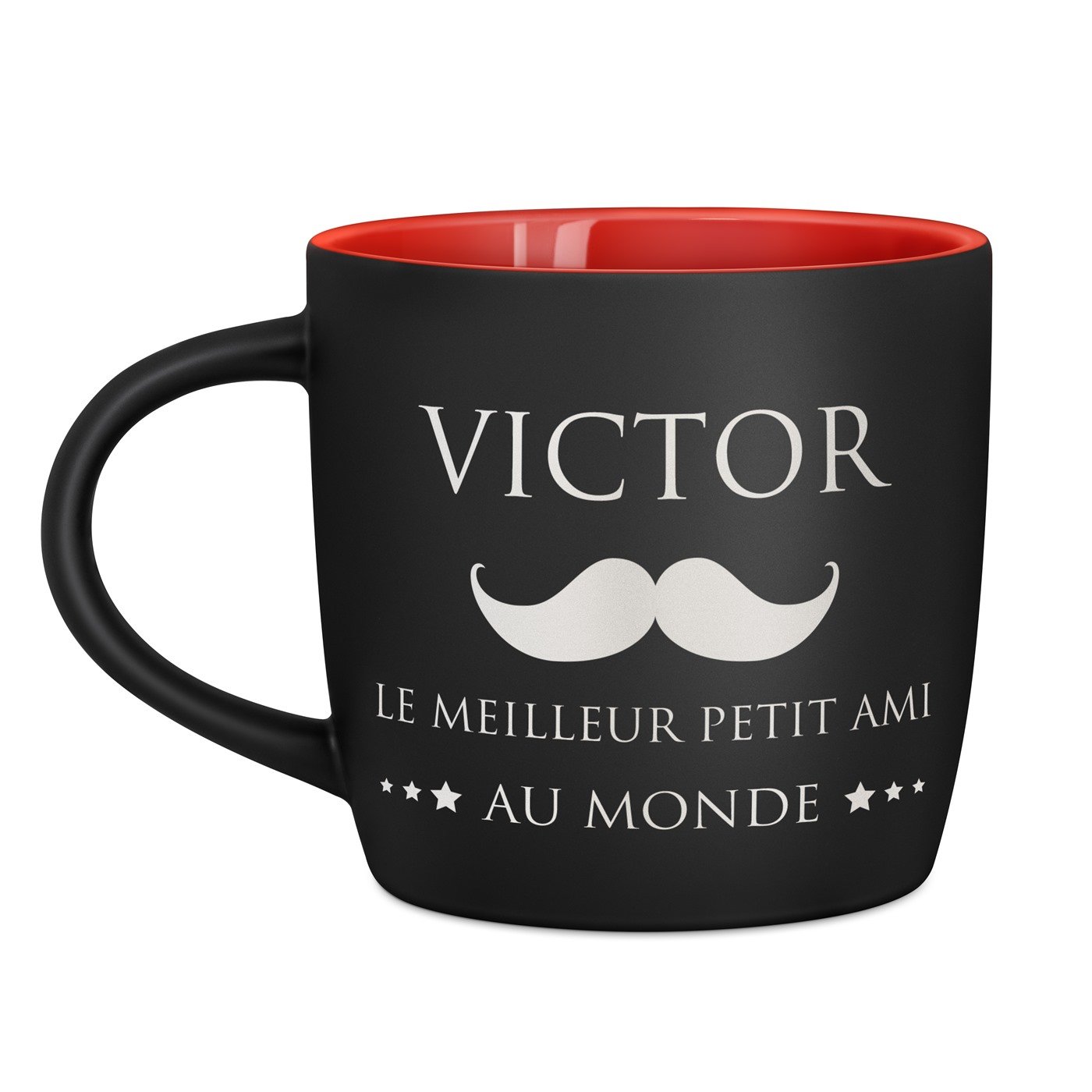 Mug de cerámica negra con interior rojo personalizado - Mejor amigo del mundo
