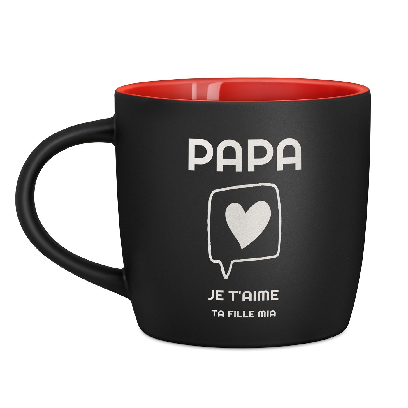 Taza de cerámica negra y roja Murrano con personalización para el Día del Padre