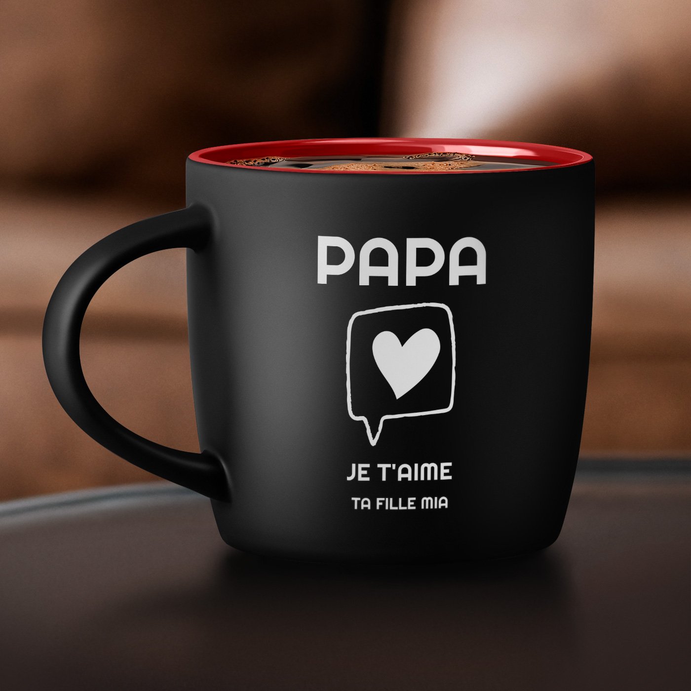 Taza de cerámica negra y roja Murrano con personalización para el Día del Padre