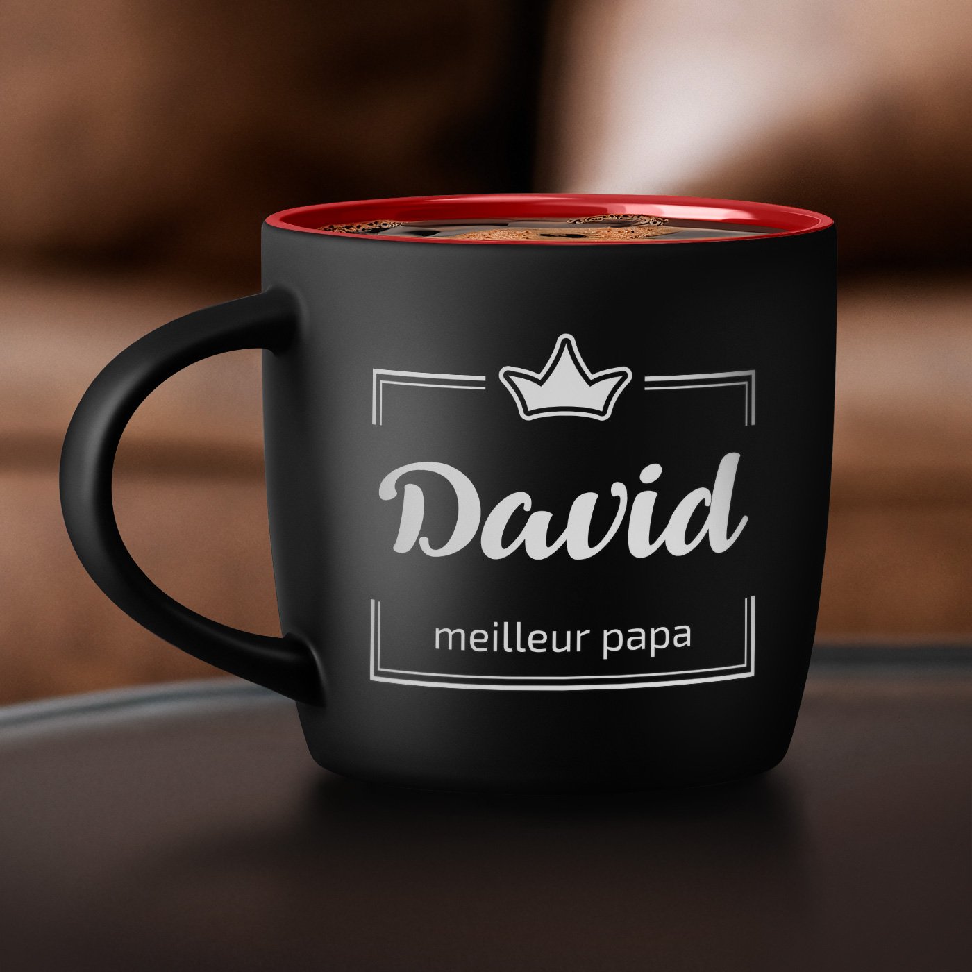 Taza de cerámica personalizada negra y roja para el Día del Padre