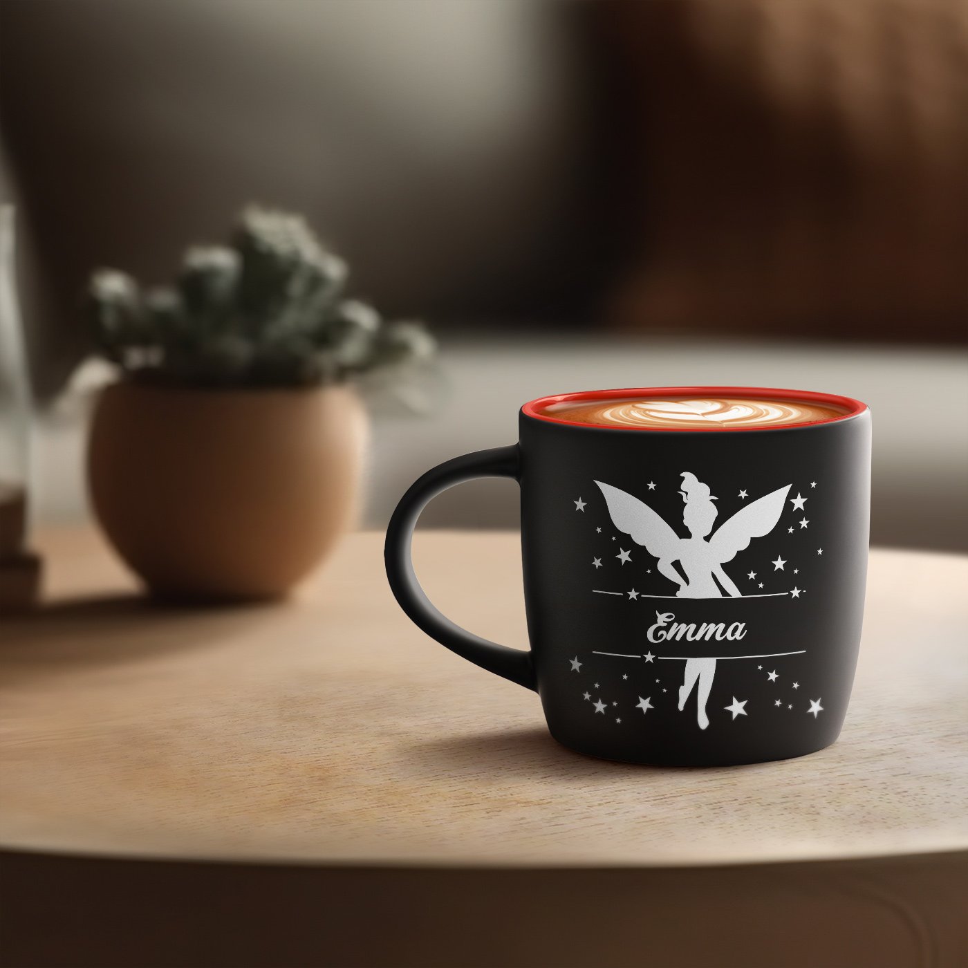 Mug de cerámica Murrano con grabado personalizado - Tema hada para el aniversario de una niña