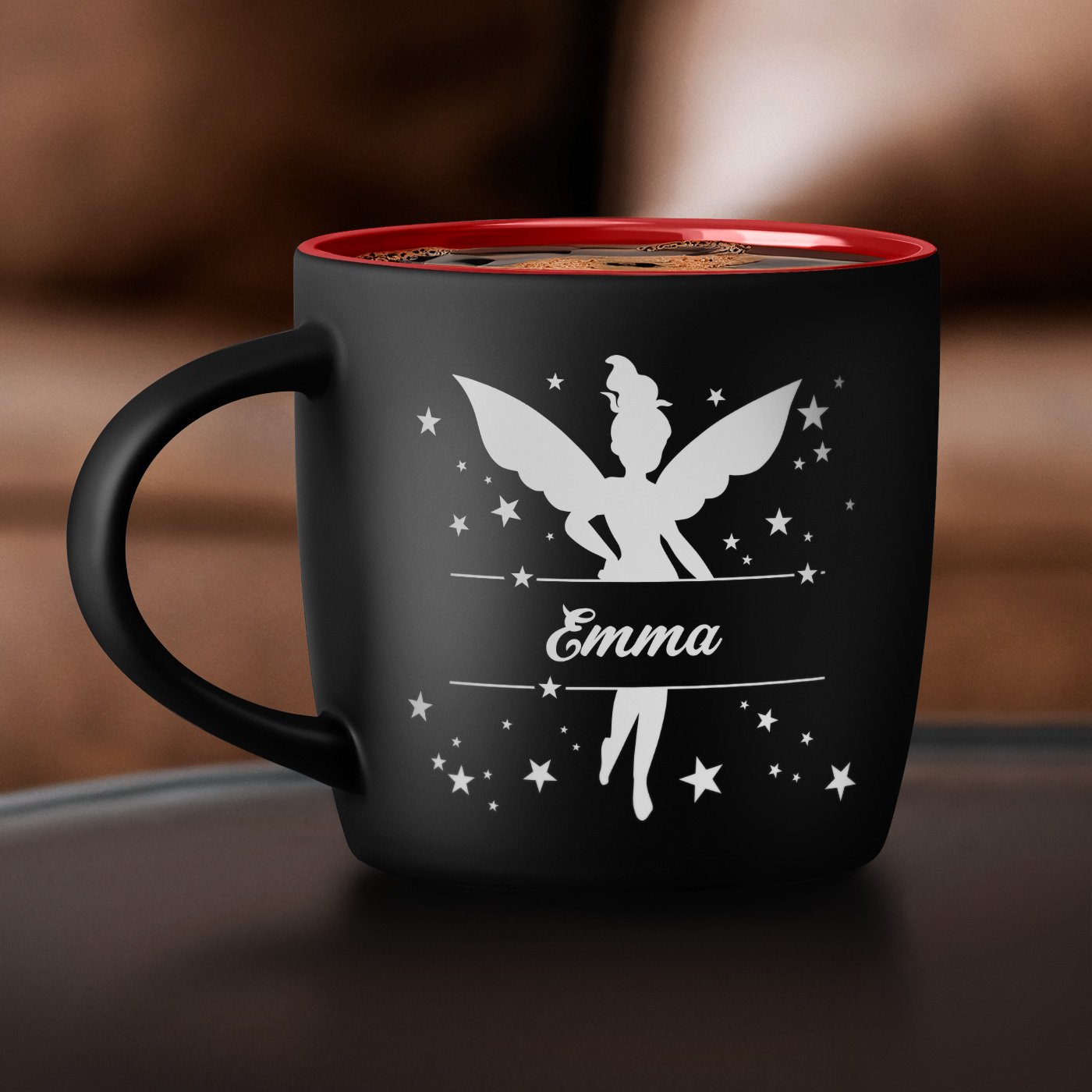 Mug de cerámica Murrano con grabado personalizado - Tema hada para el aniversario de una niña
