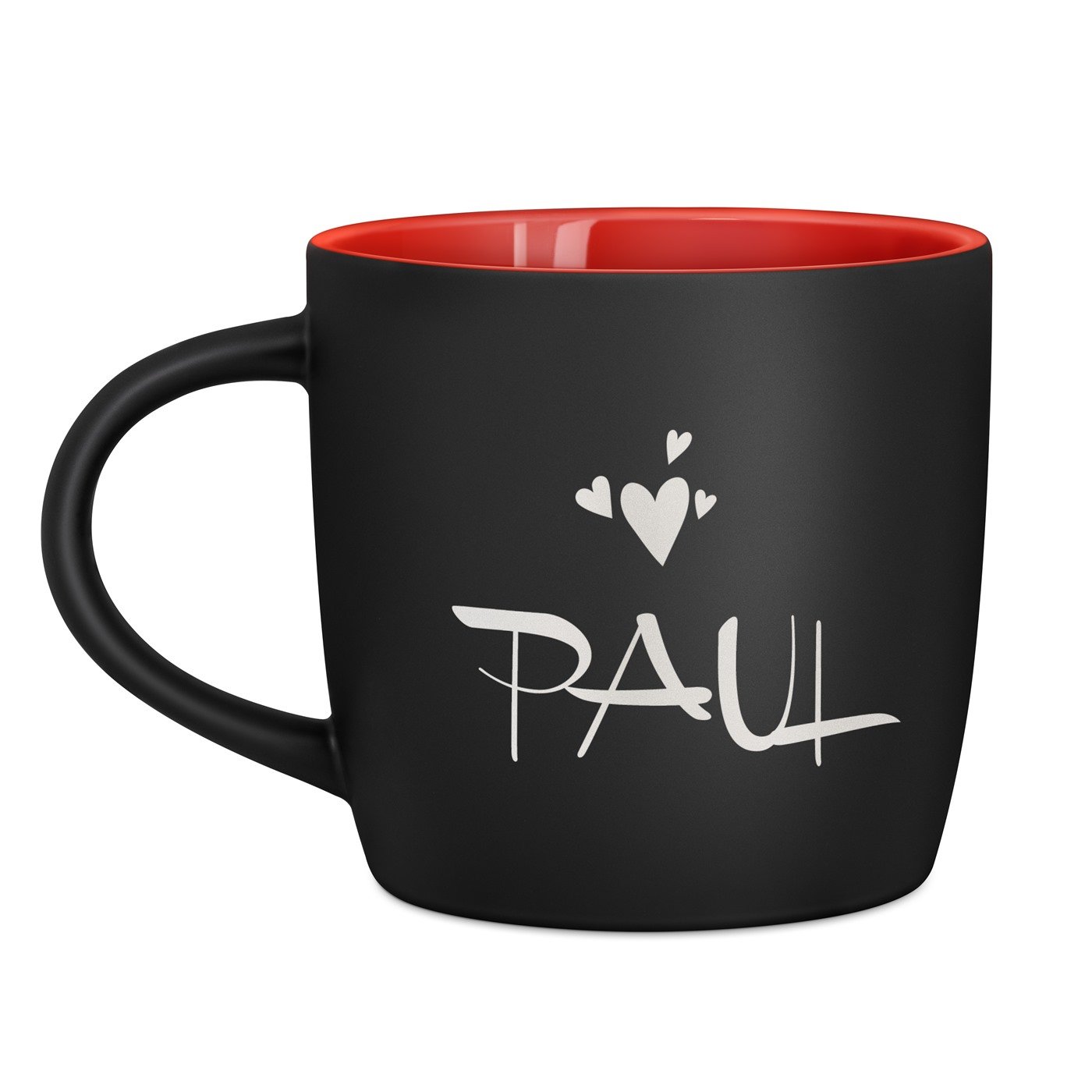 Murrano Black and Red Ceramic Cup with Personalization for Fiancé on Valentine's Day