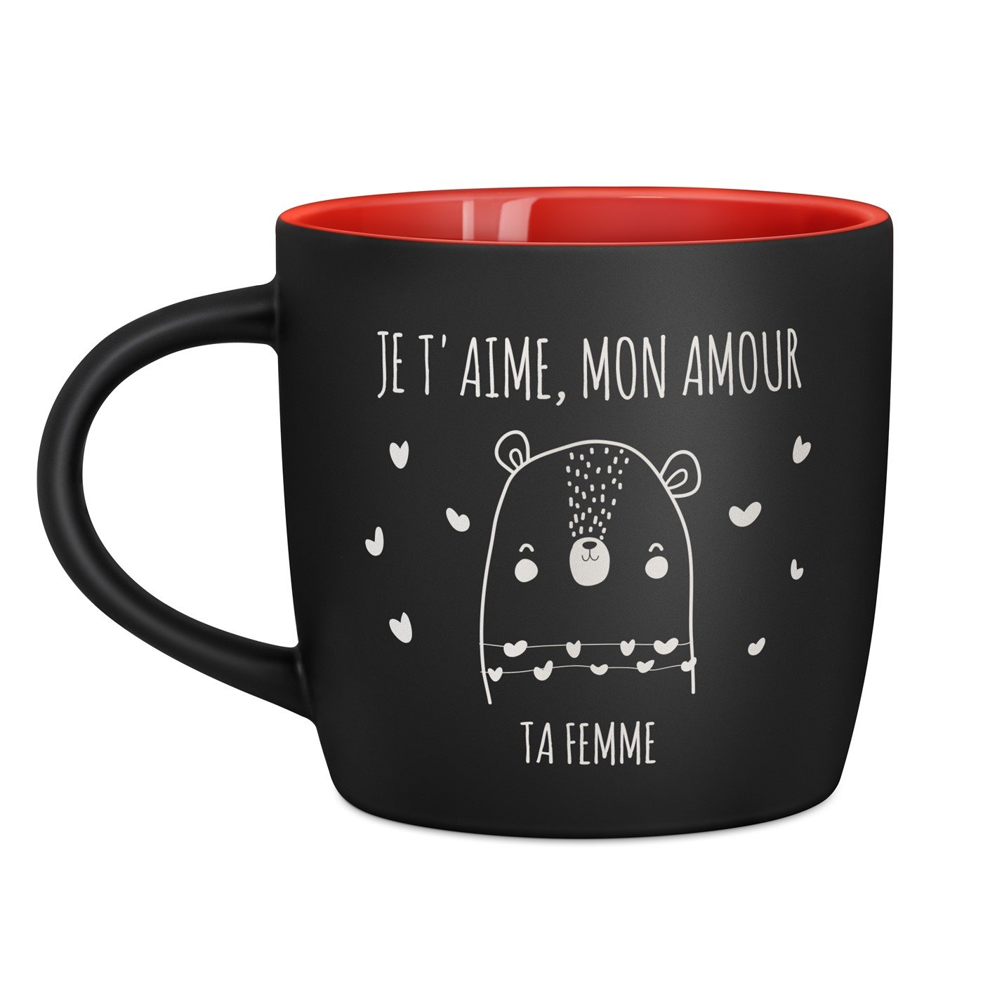 Murrano Black and Red Ceramic Mug with Personalization