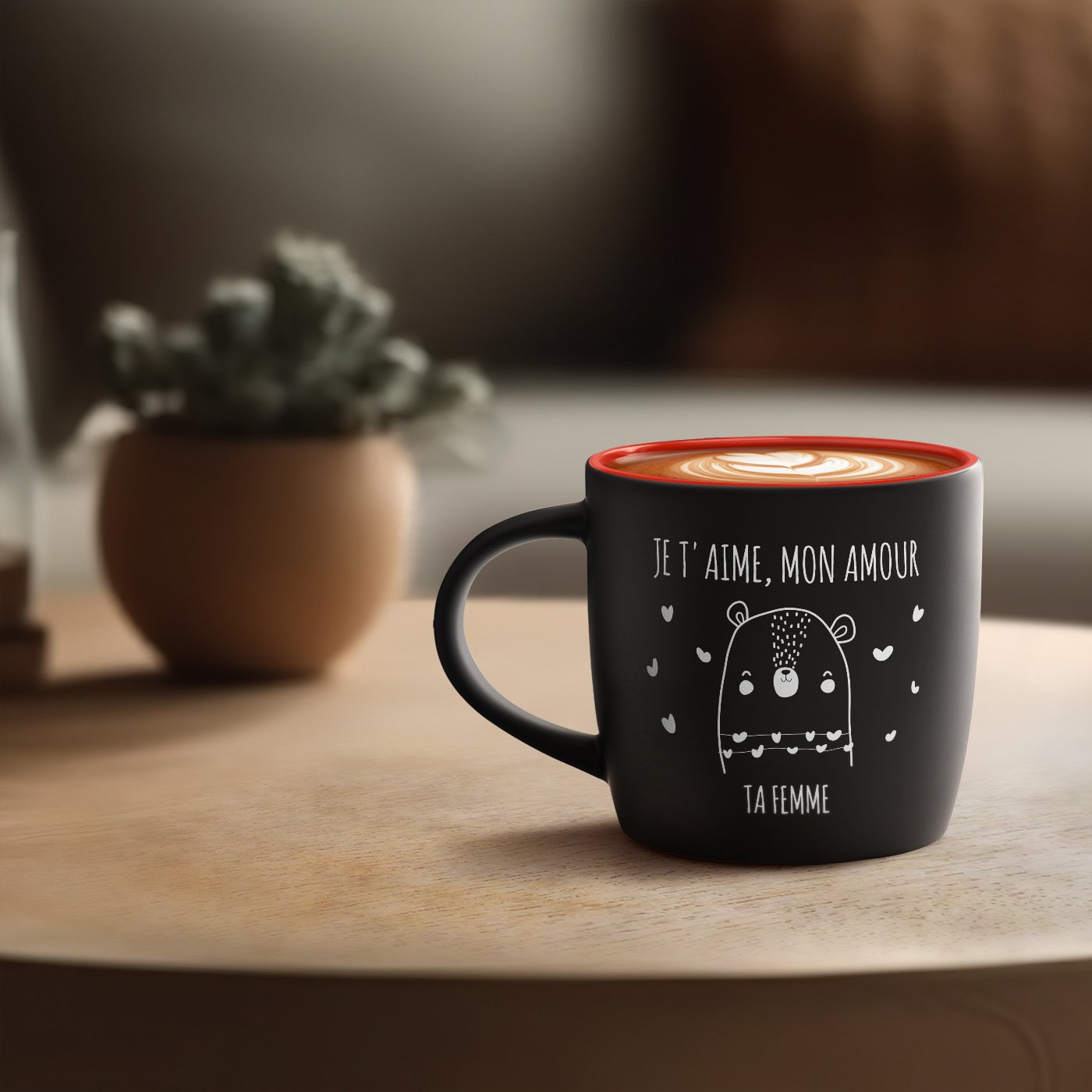 Murrano Black and Red Ceramic Mug with Personalization