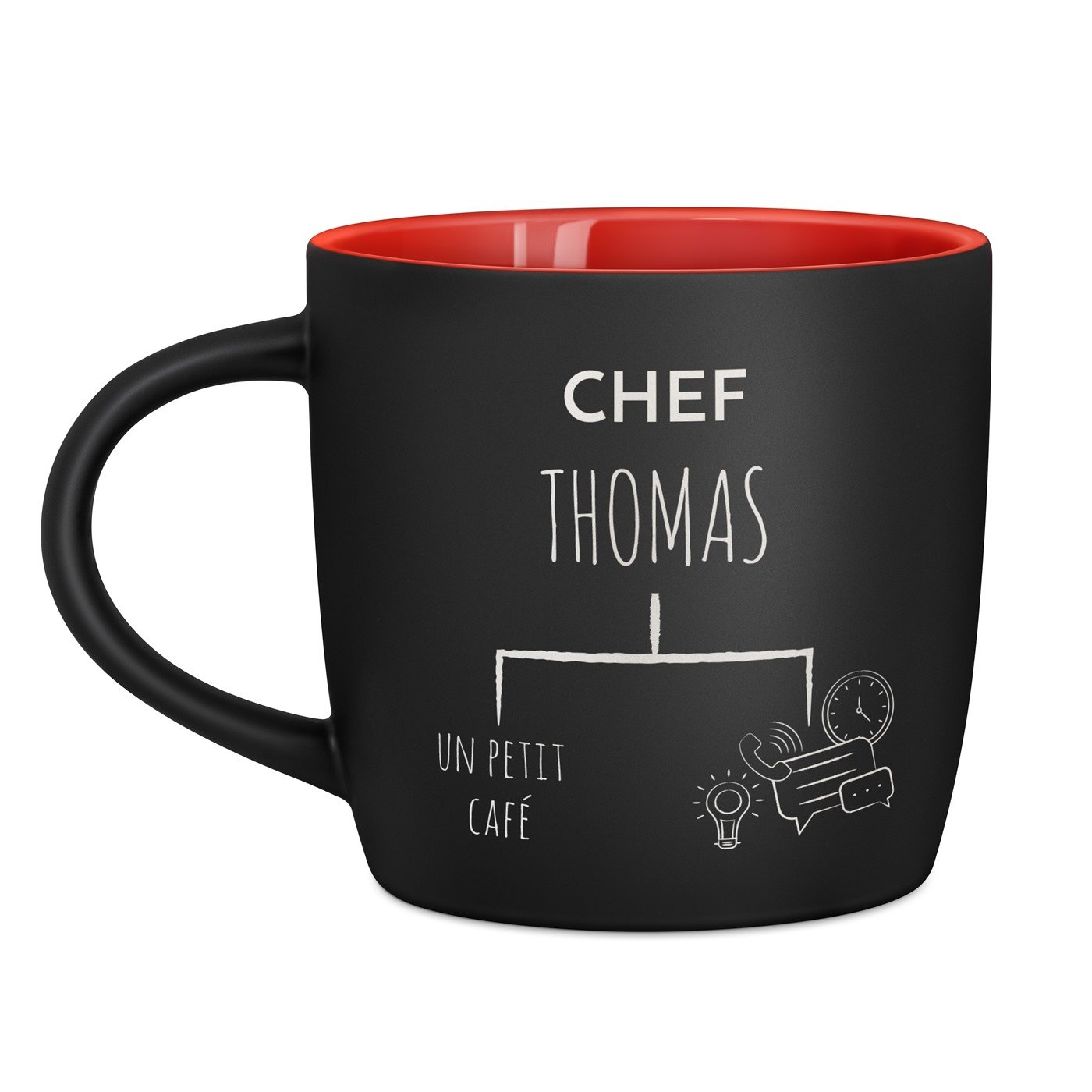 Taza de cerámica negra y roja Murrano con personalización para el cumpleaños del gerente